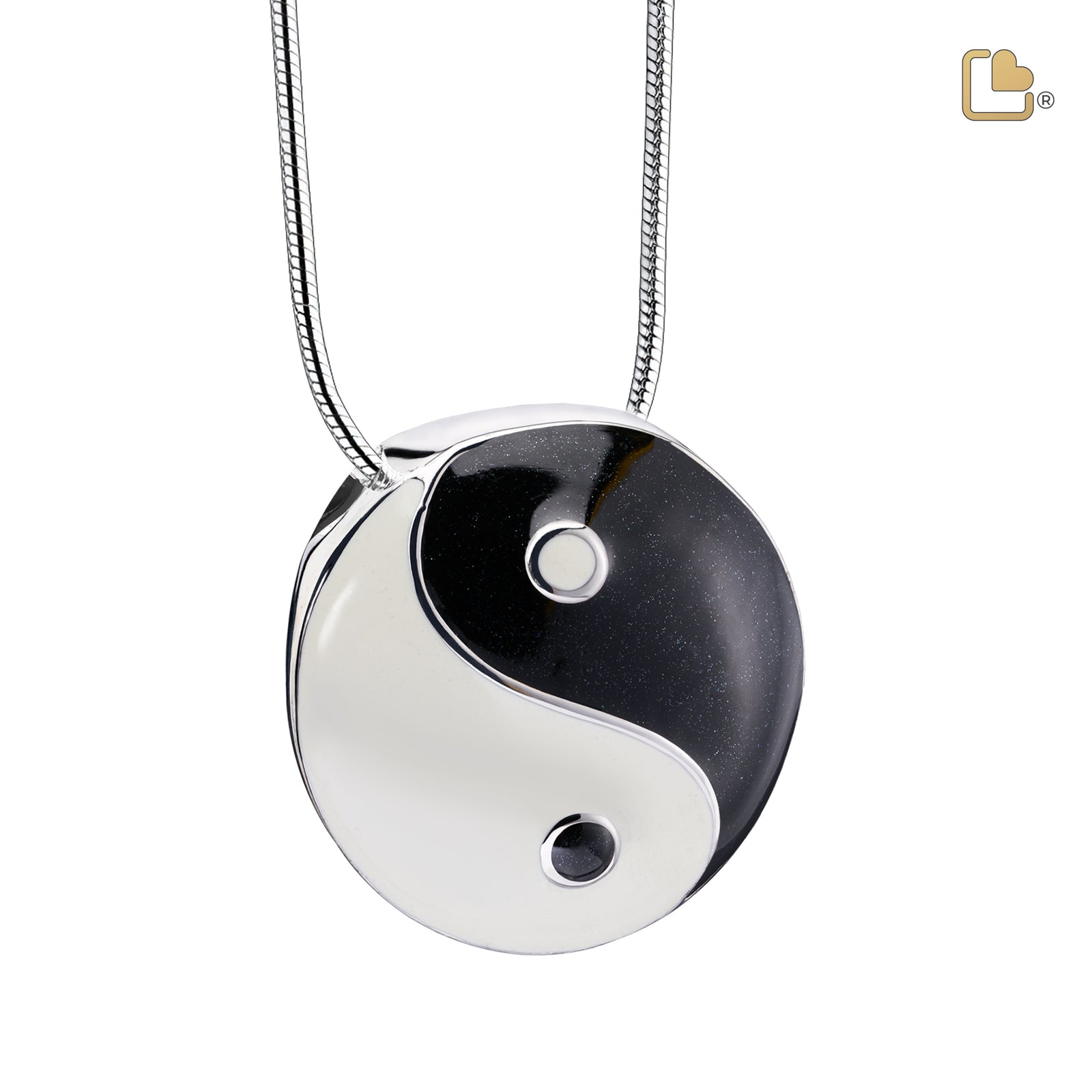 PD1310 YinYang Ashes Pendant Pearl White & Midnight & Pol Silver