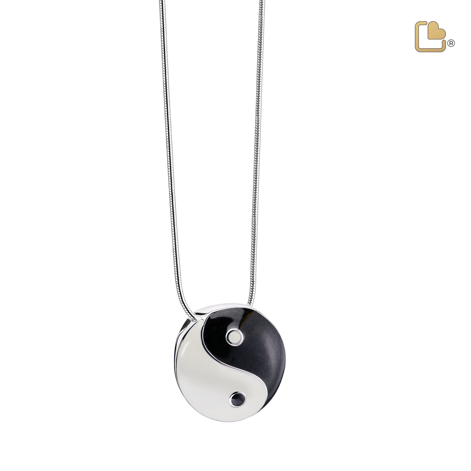 PD1310 YinYang Ashes Pendant Pearl White & Midnight & Pol Silver