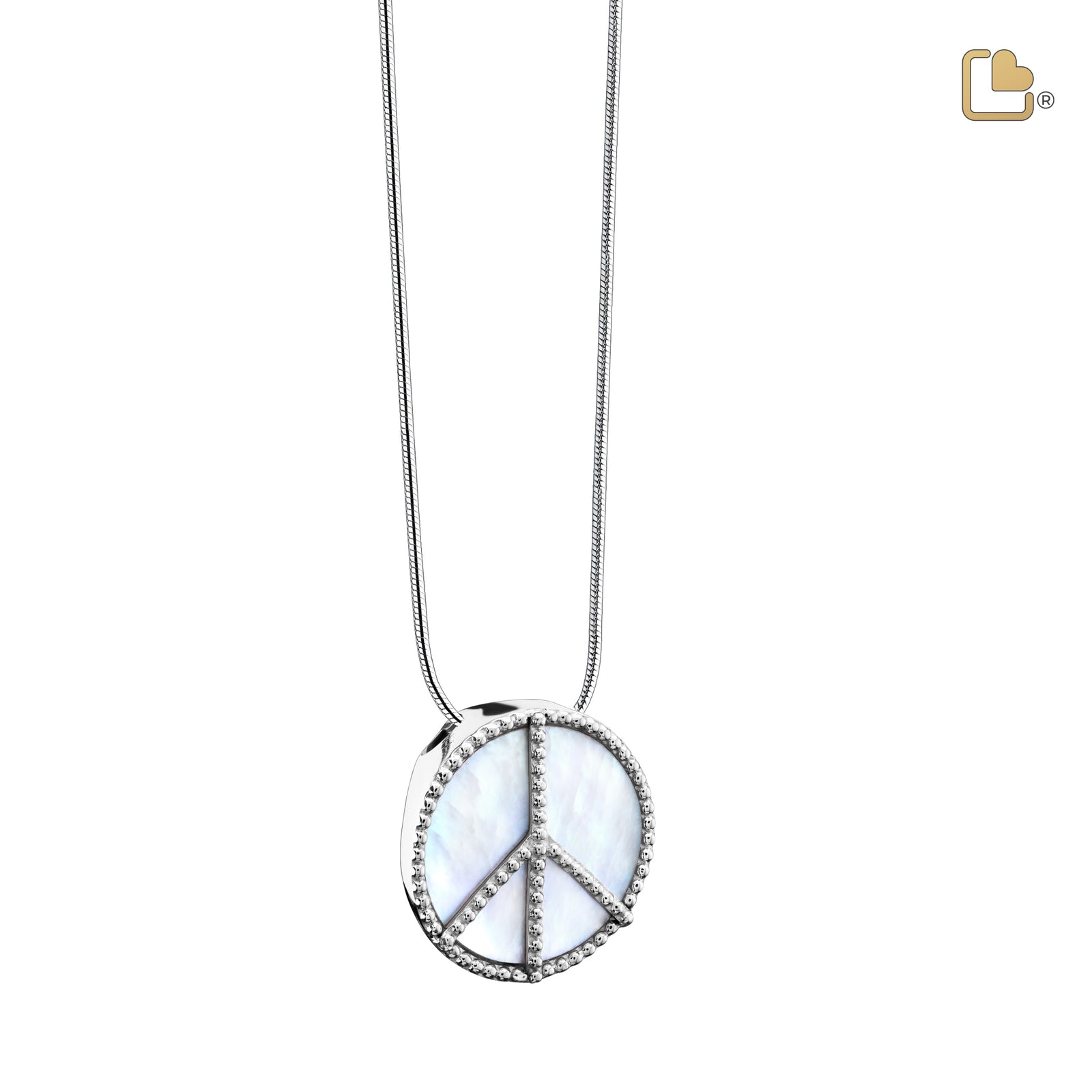 PD1320 Peace Mother of Pearl Ashes Pendant Pol Silver