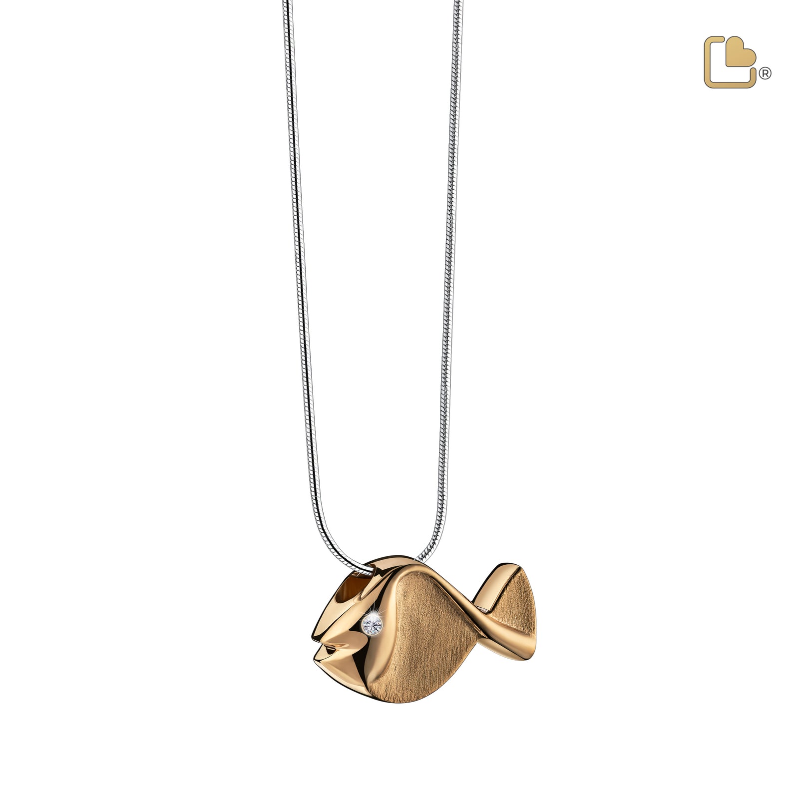 PD1331 Fish Ashes Pendant Pol & Bru Gold Vermeil w/Zirconia