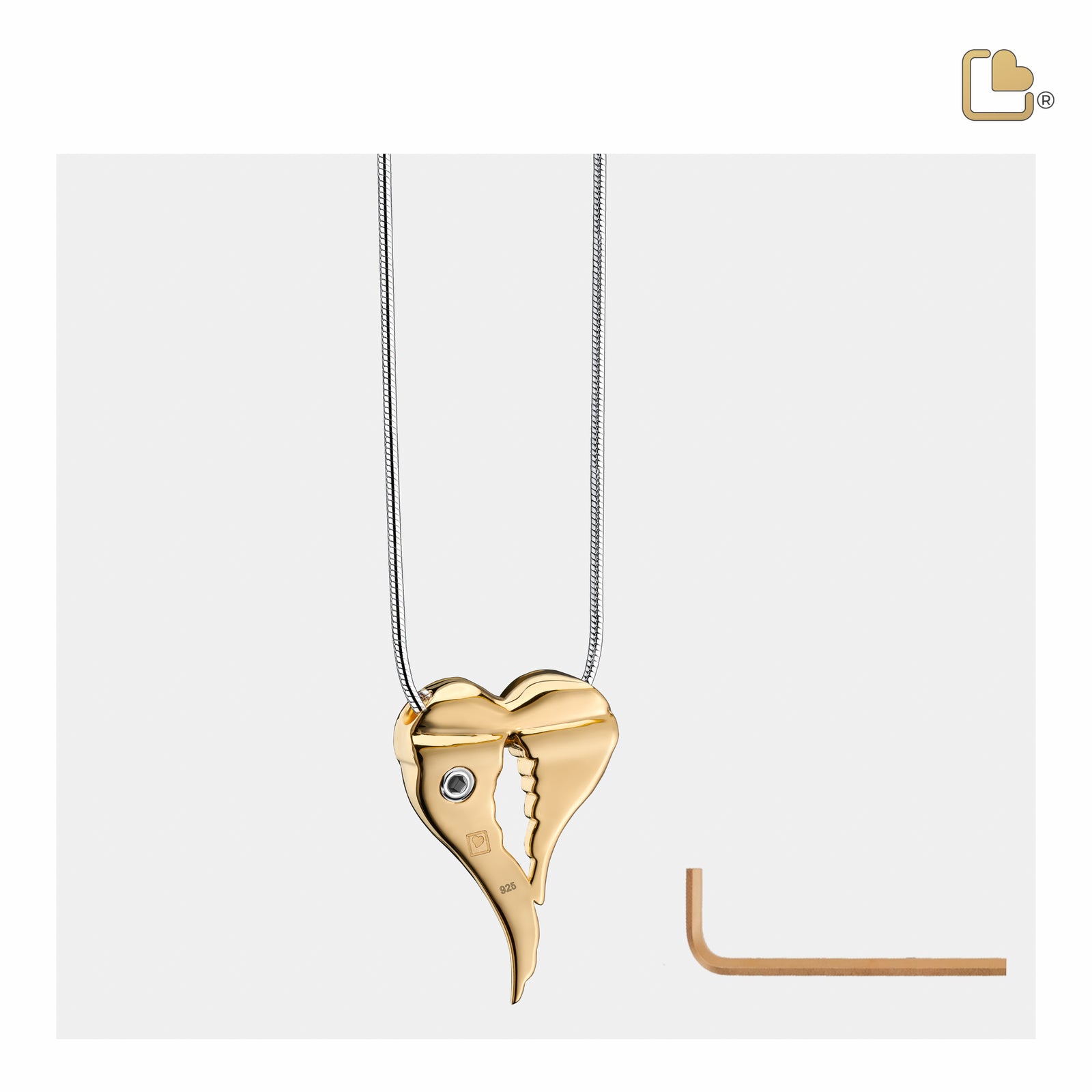 PD1371 AngelWings Ashes Pendant Pol & Bru Gold Vermeil