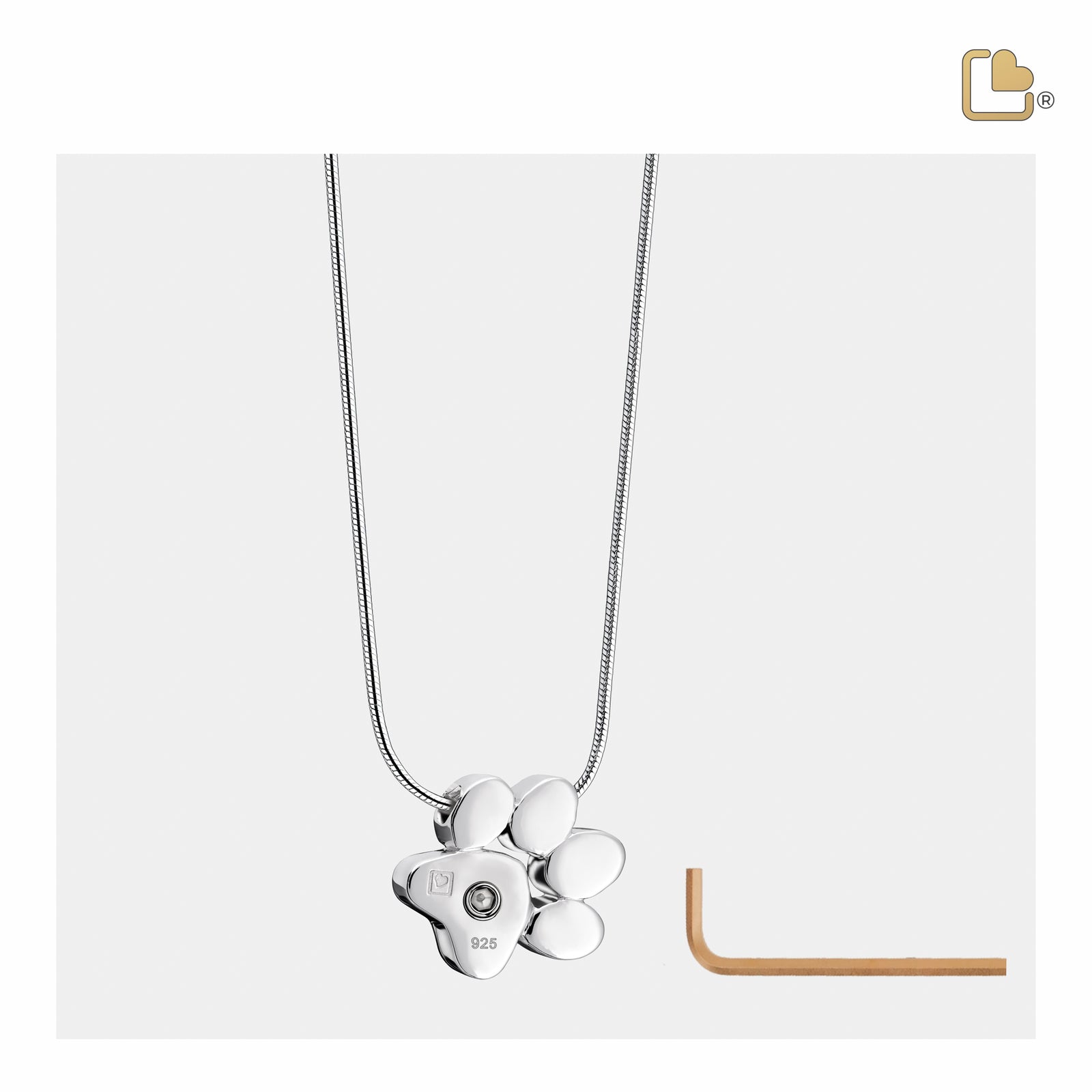 PD1400 Paw Ashes Pendant Pol Silver