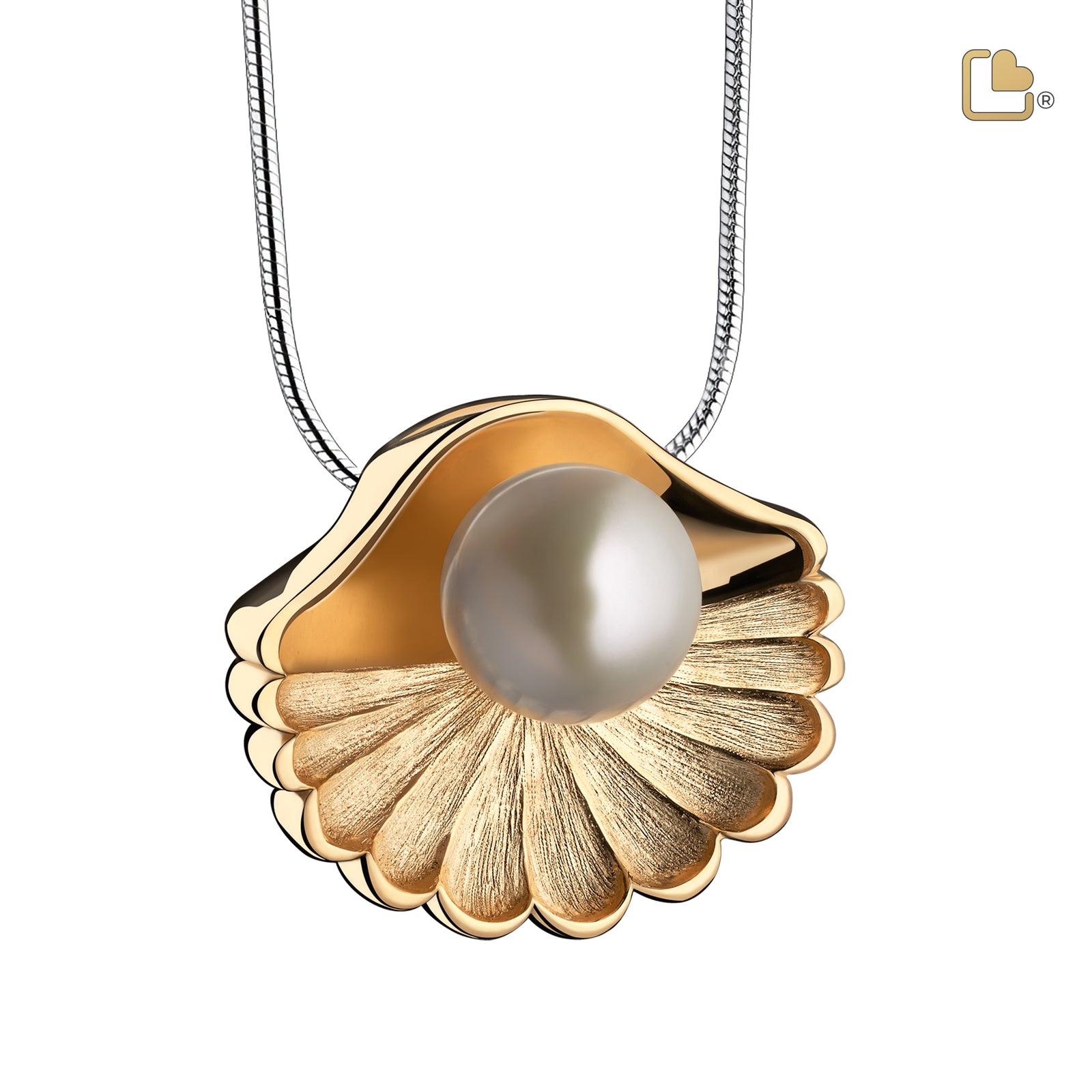 PD1481 SeaShell Pearl Ashes Pendant Pol & Bru Gold Vermeil