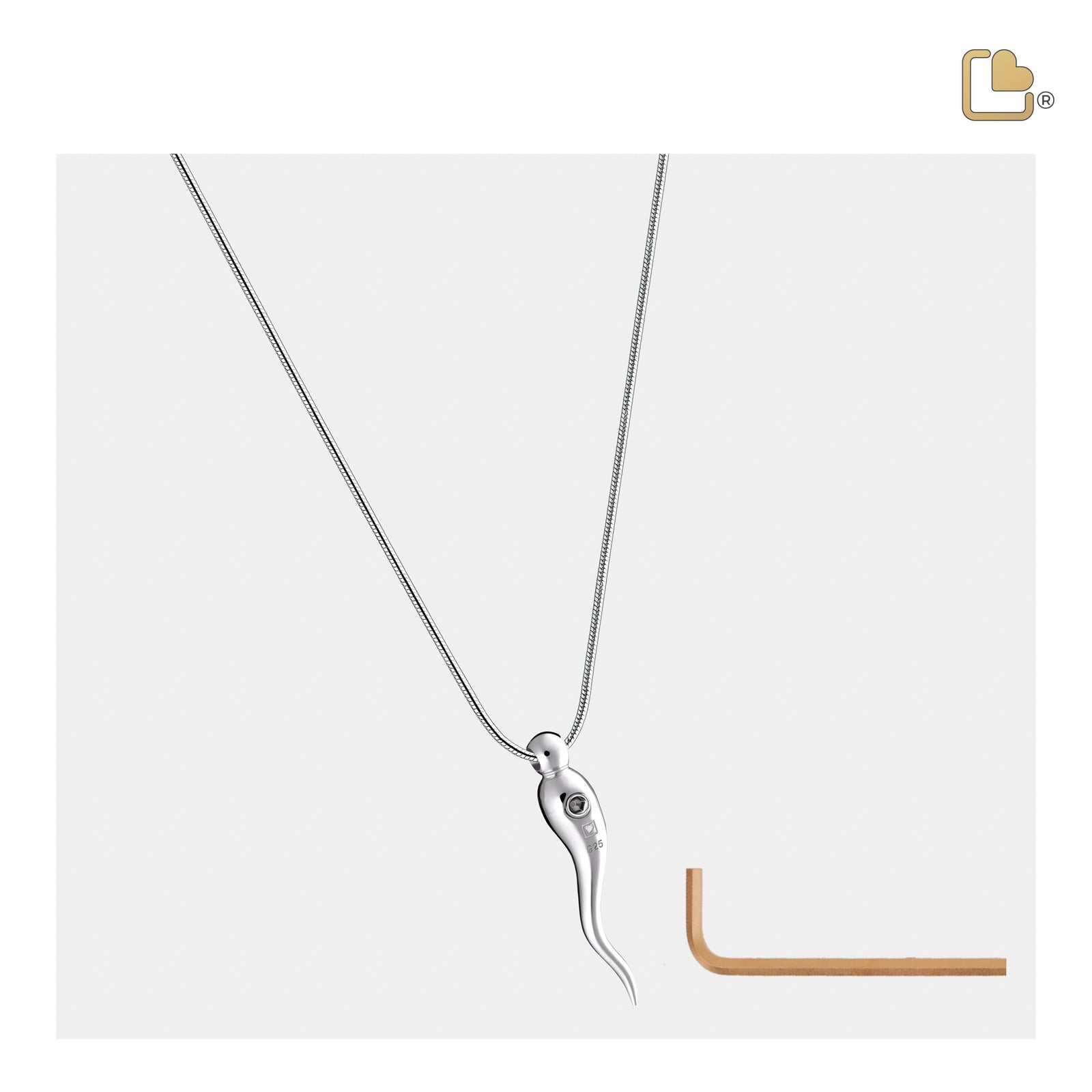 PD1520 ItalianHorn Ashes Pendant Pol Silver