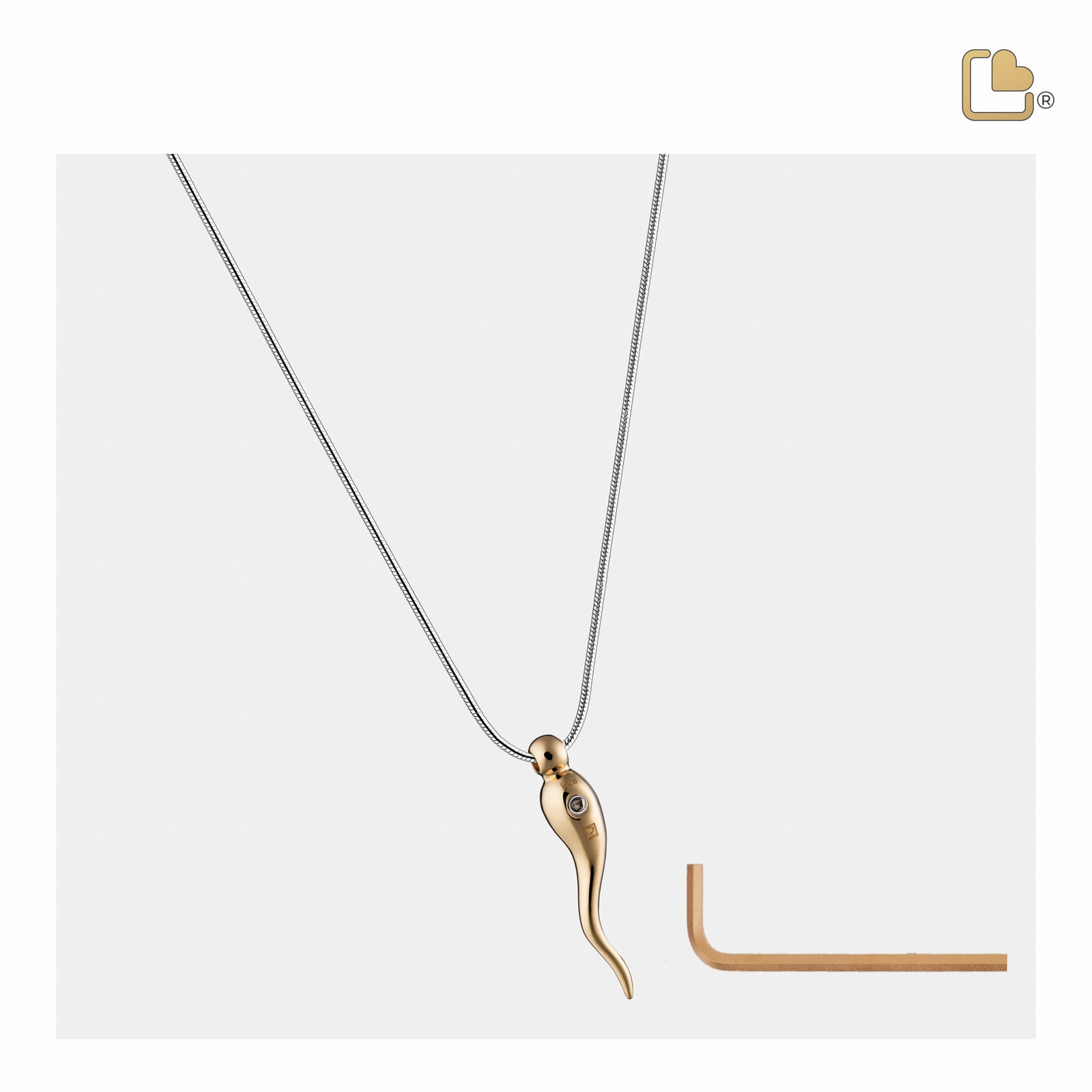 PD1521 ItalianHorn Ashes Pendant Pol Gold Vermeil