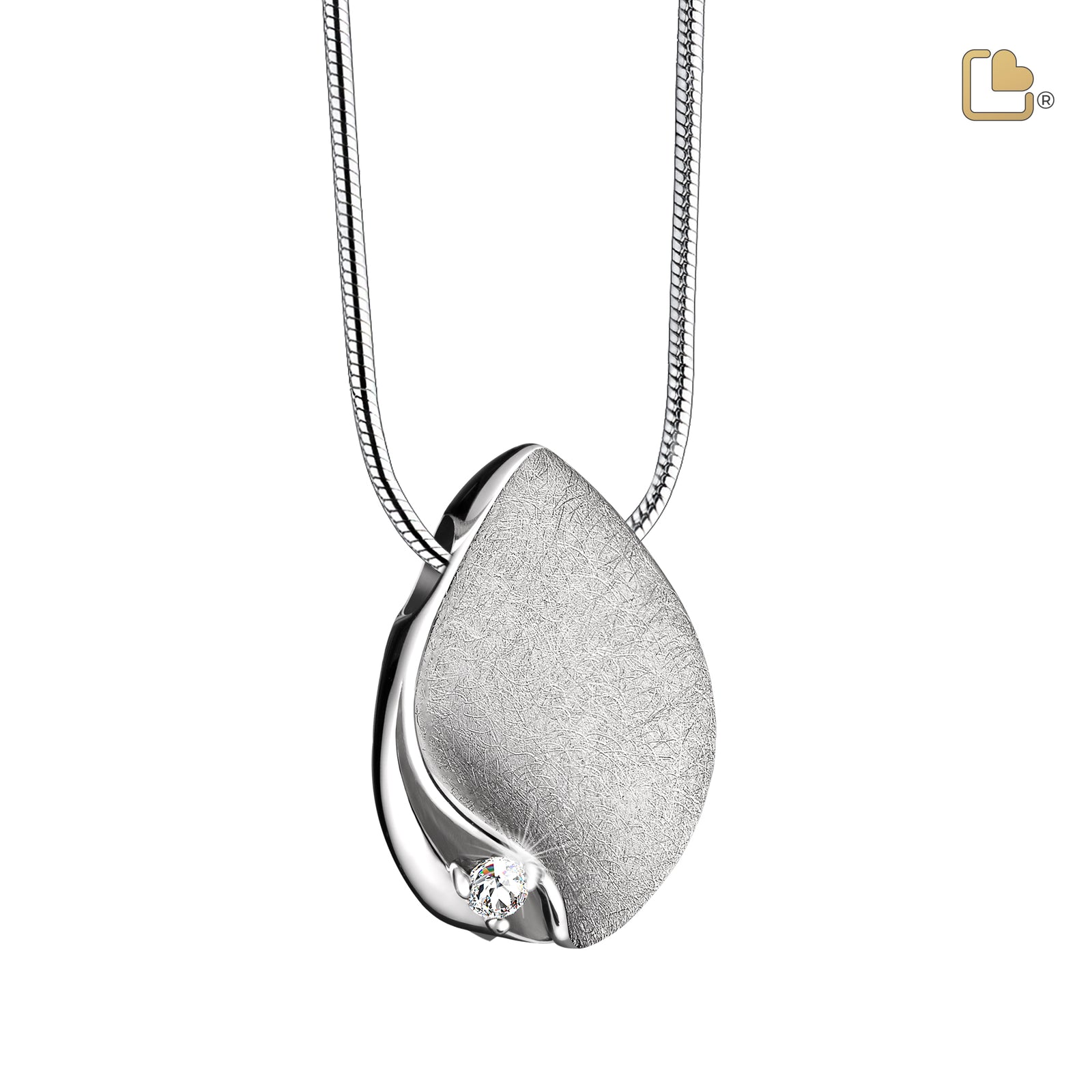 PD1531 TearDrop Ashes Pendant Pol & Bru Silver w/Zirconia