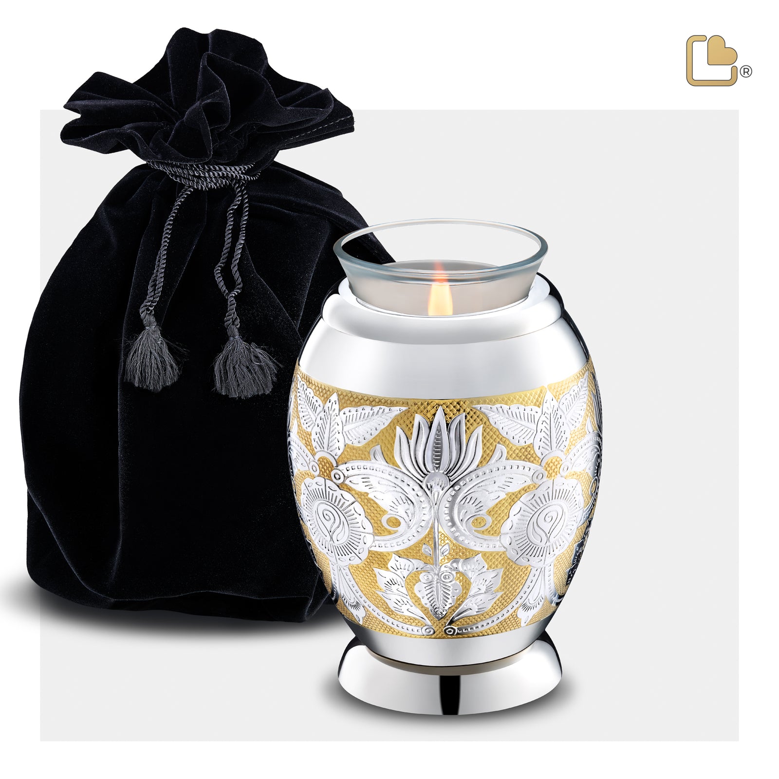 T250 Elegant Floral Tealight Urn Pol Silver