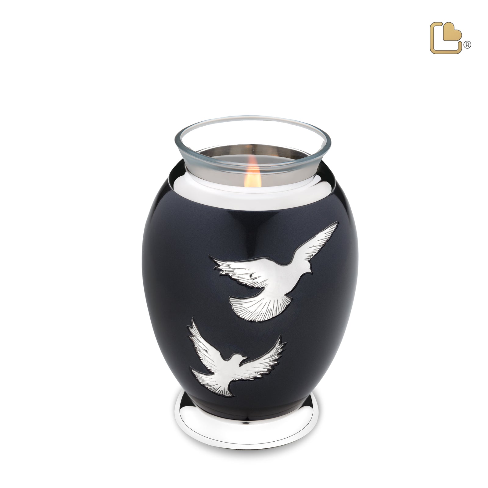 T270 Nirvana Adieu Tealight Urn Midnight & Pol Silver