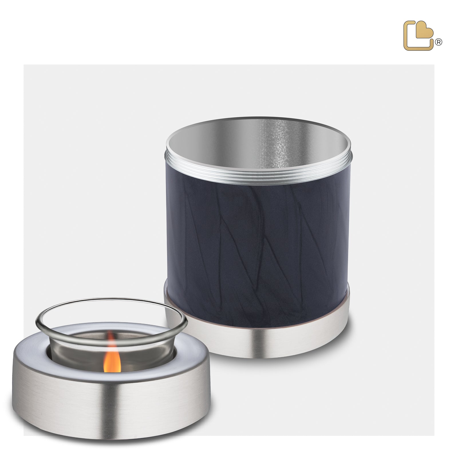 T523 Tealight Urn Pearl Midnight & Bru Pewter