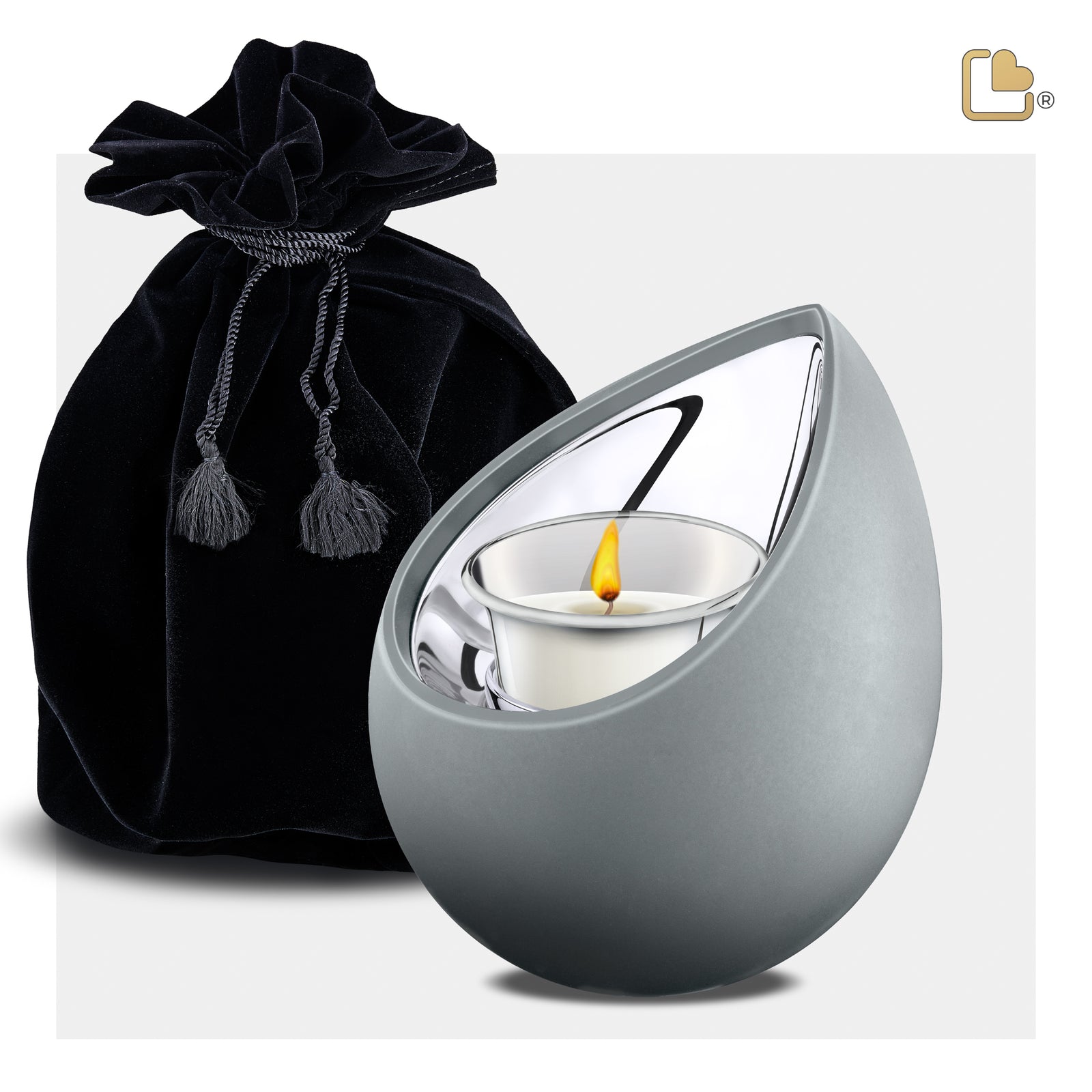 T584 Drop Tealight Urn French Grey & Pol Silver