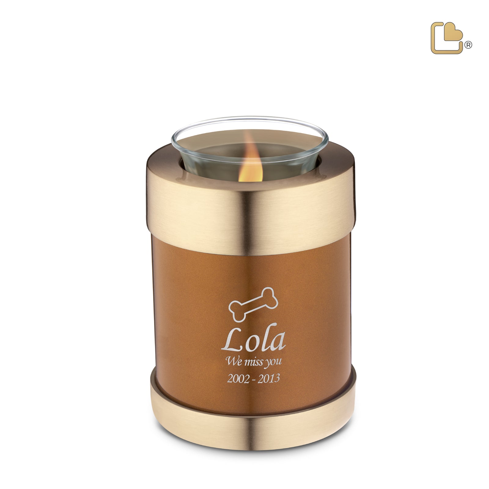 T654 Pet Tealight Urn Bronze & Bru Gold
