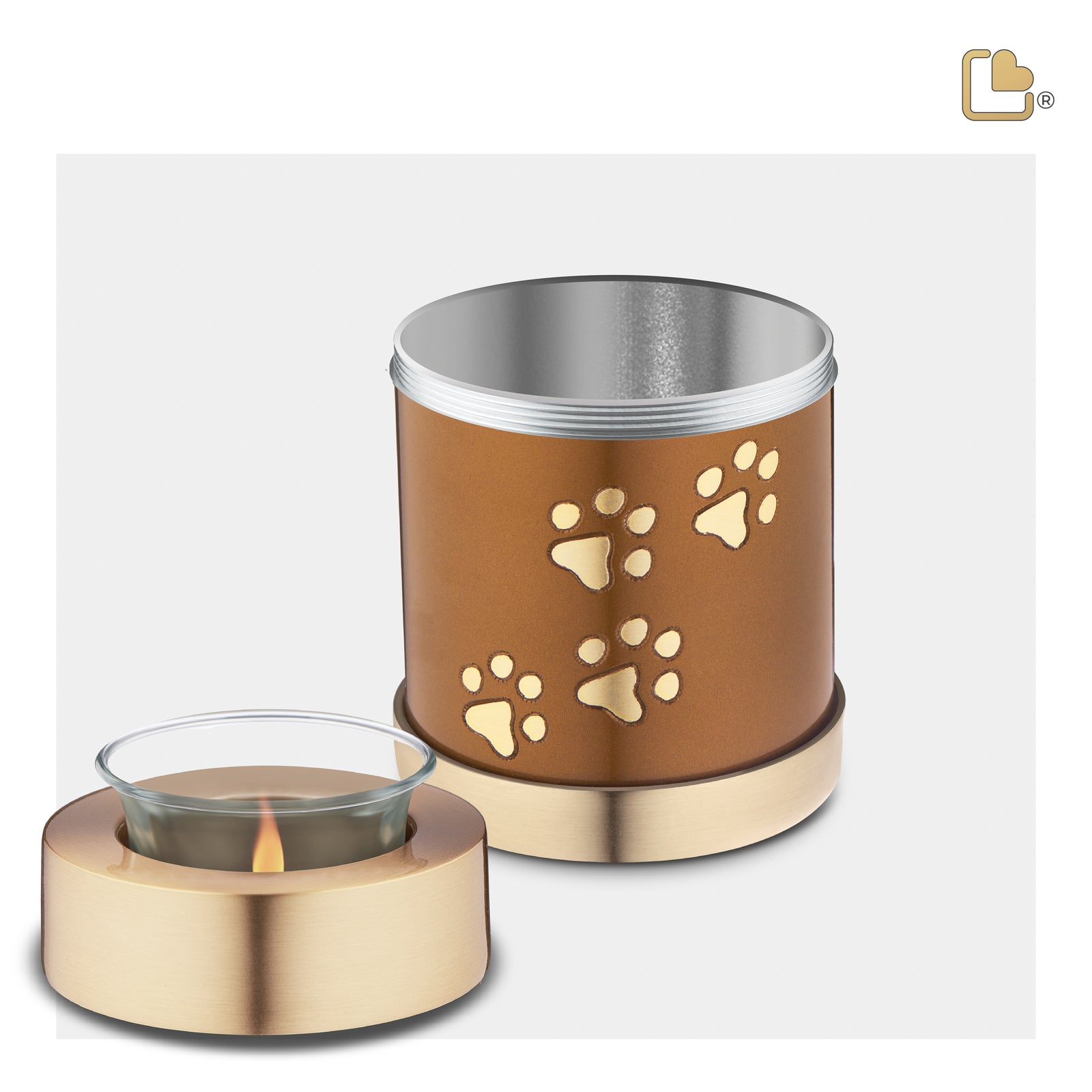 T654 Pet Tealight Urn Bronze & Bru Gold