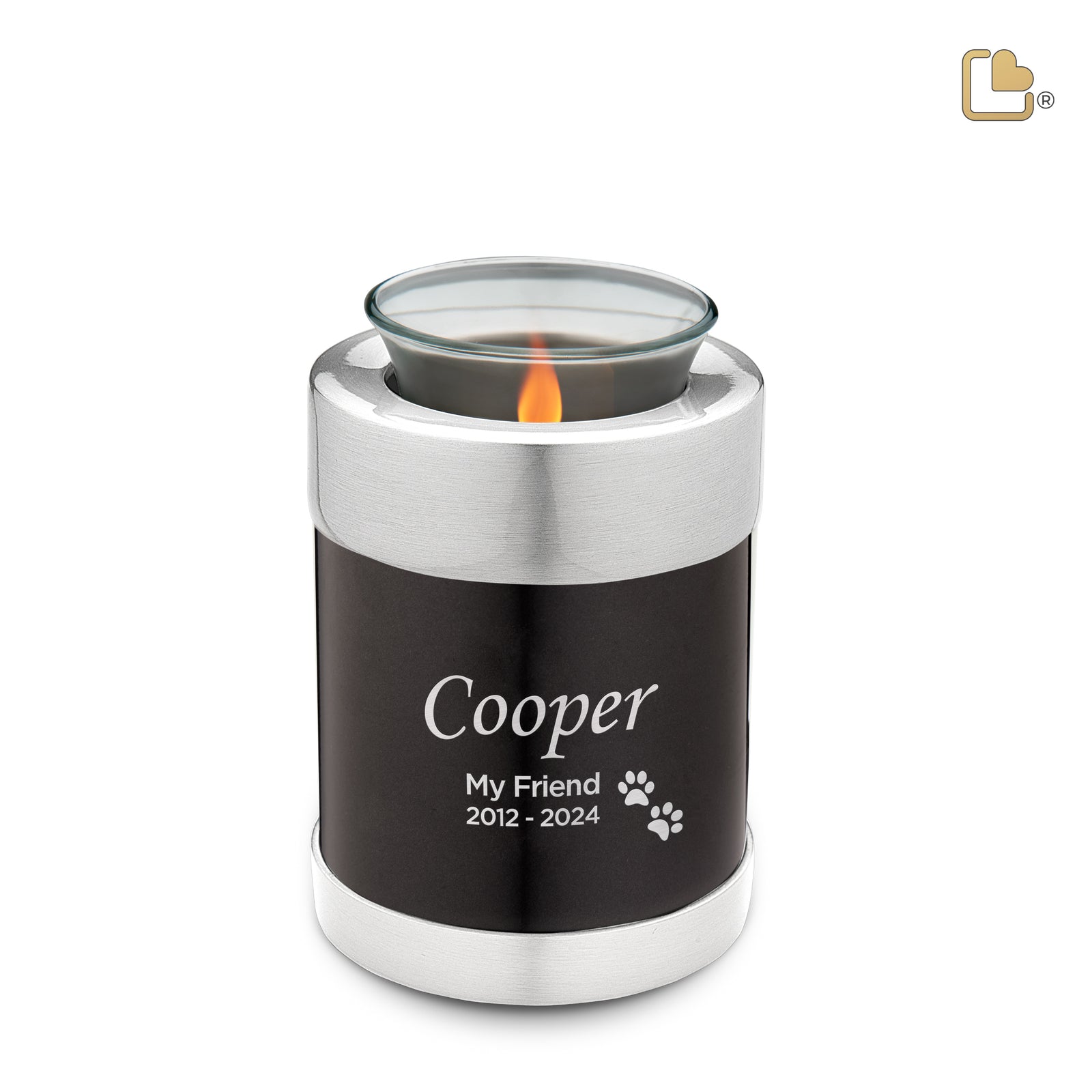 T655 Pet Tealight Urn Midnight & Bru Pewter