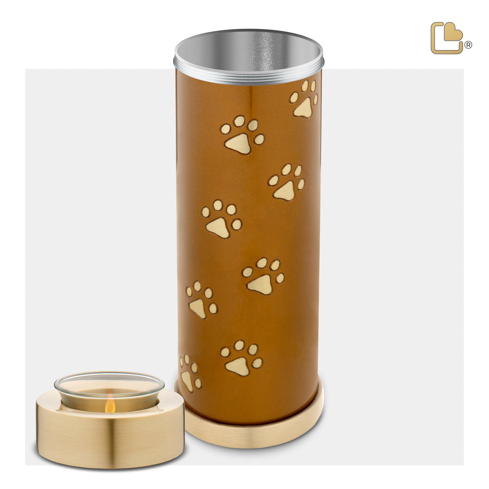 T657 Tall Pet Tealight Urn Bronze & Bru Gold