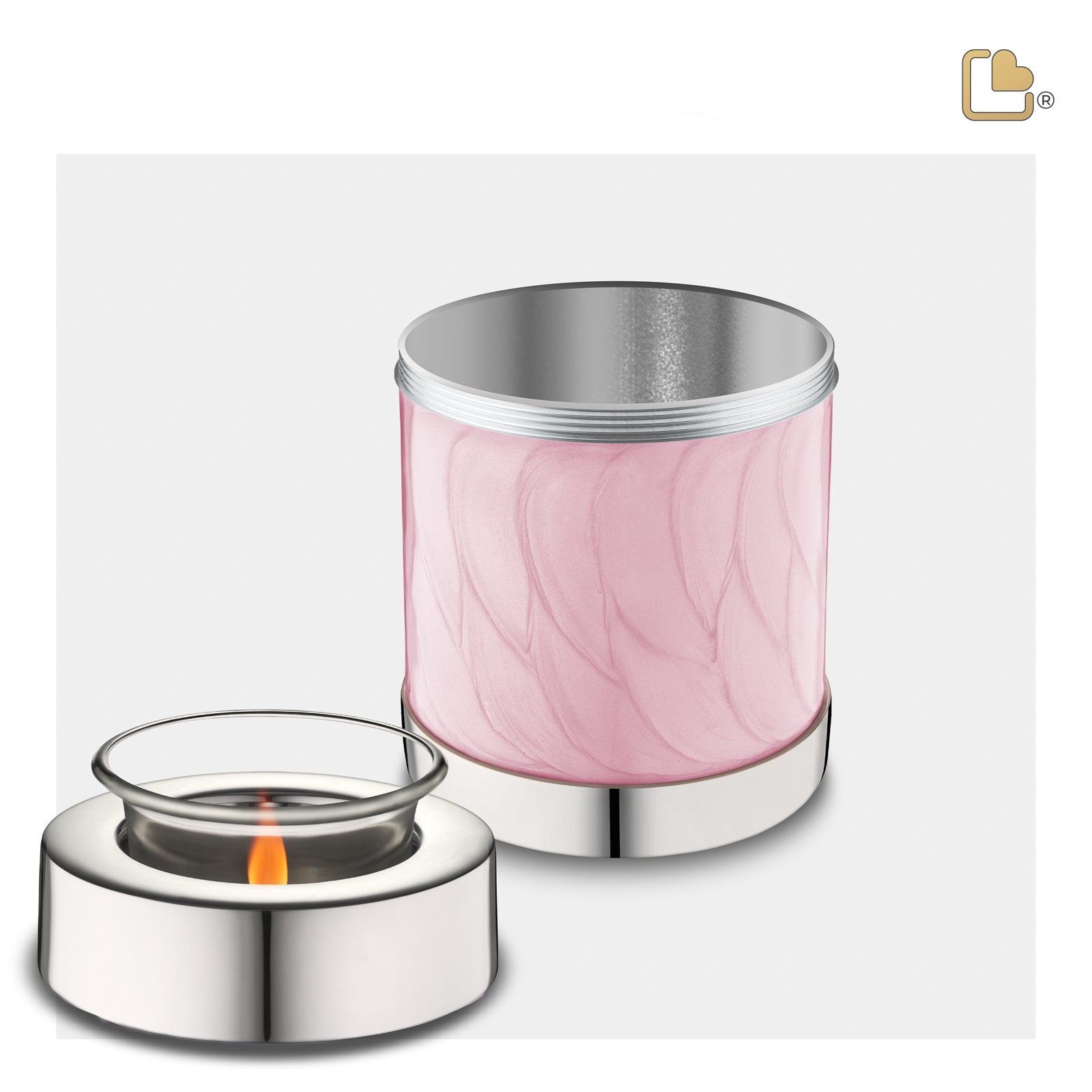 T667 Tealight Urn Pearl Pink & Pol Silver