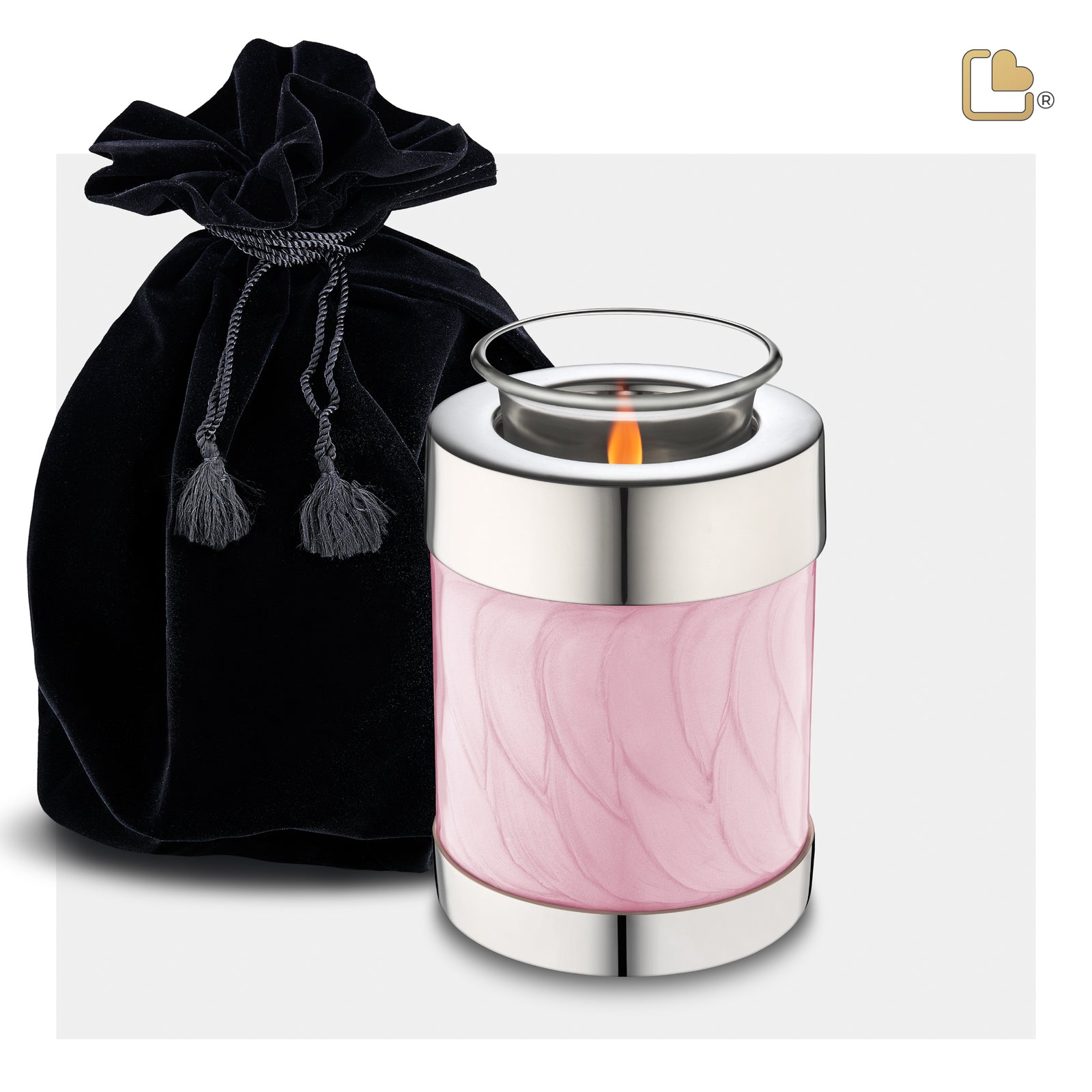 T667 Tealight Urn Pearl Pink & Pol Silver