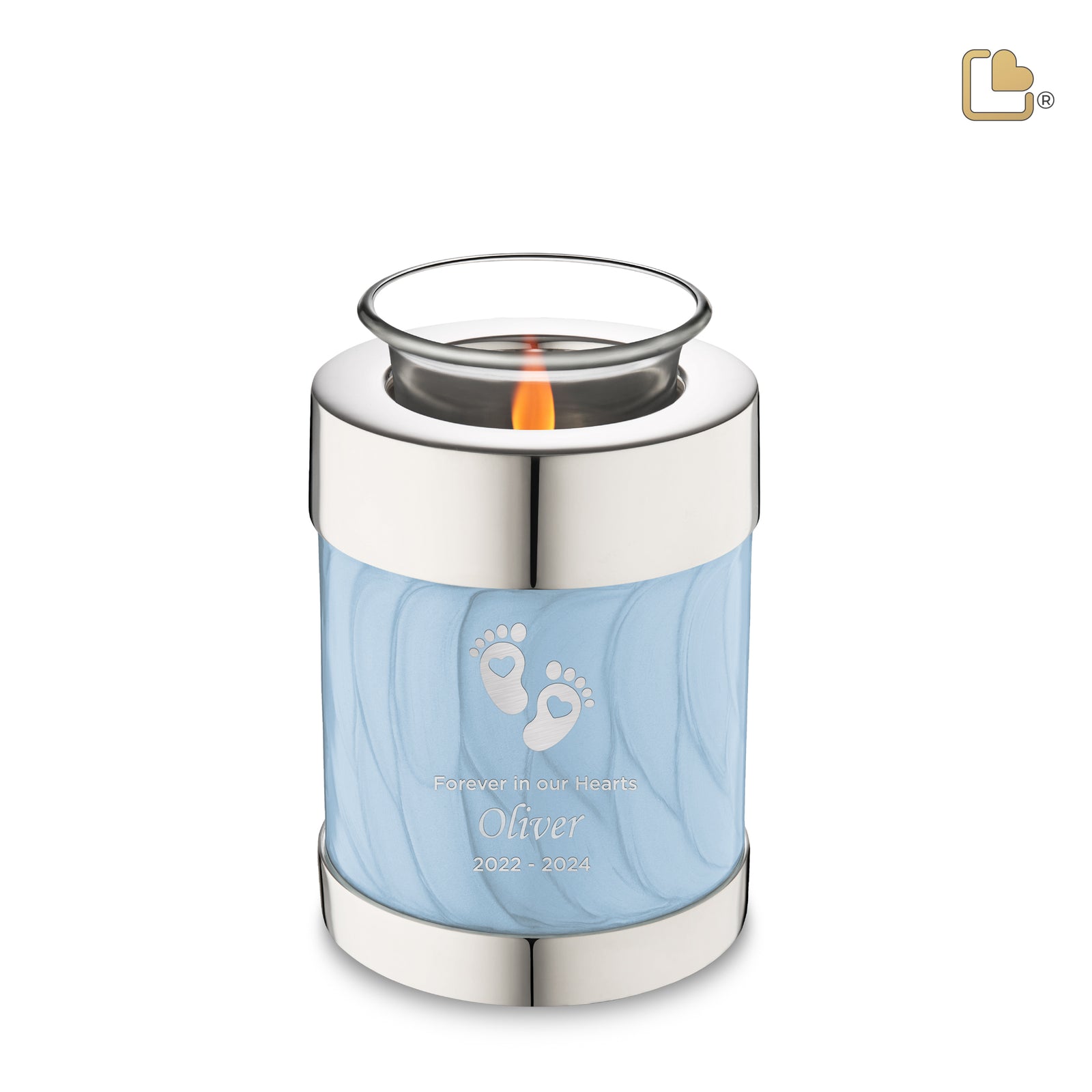 T668 Tealight Urn Pearl Blue & Pol Silver