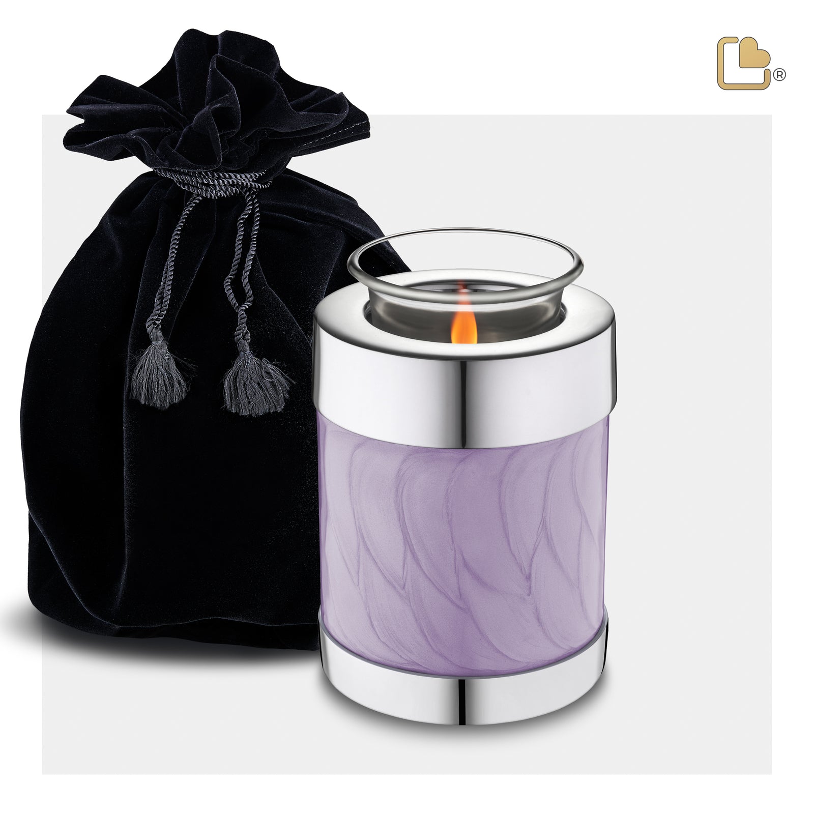 T670 Tealight Urn Pearl Lavender & Pol Silver