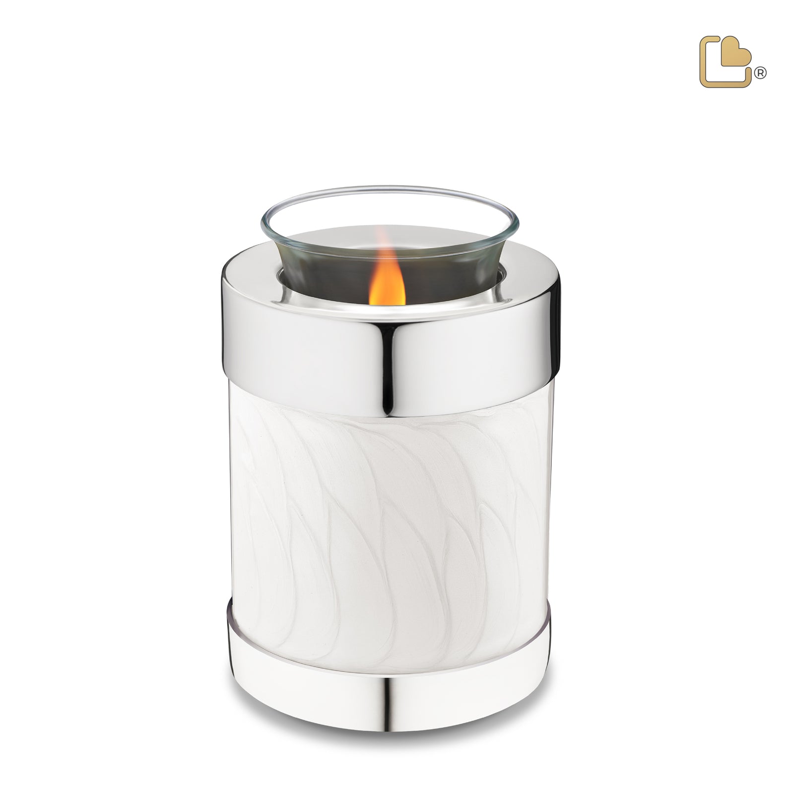 T671 Tealight Urn Pearl White & Pol Silver