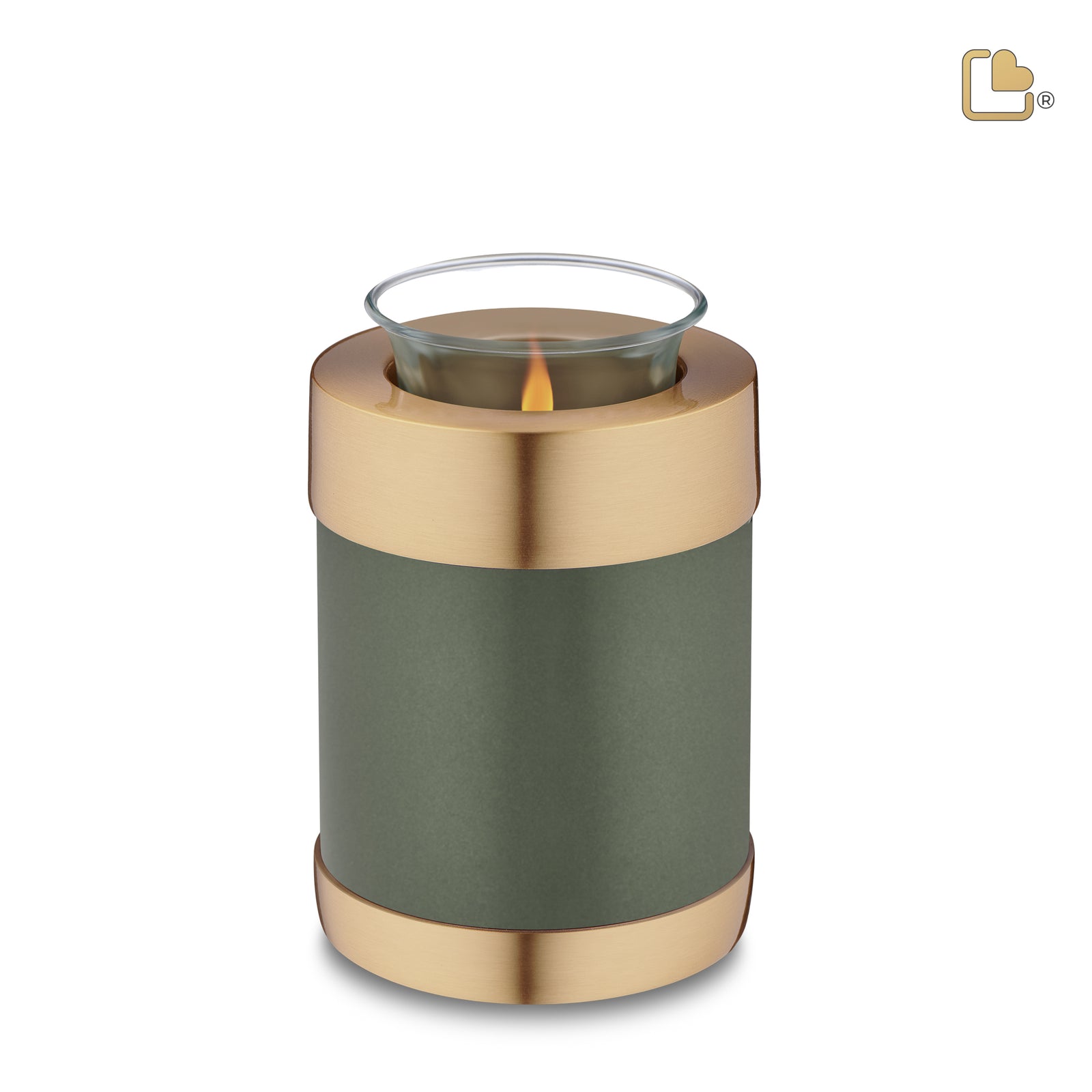 T672 Tealight Urn Green & Bru Gold
