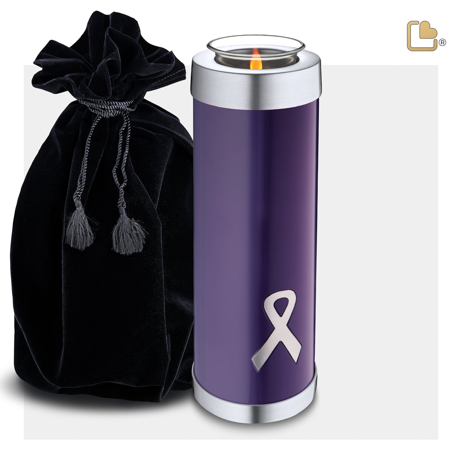 T903 Awareness Tall Tealight Urn Purple & Bru Pewter
