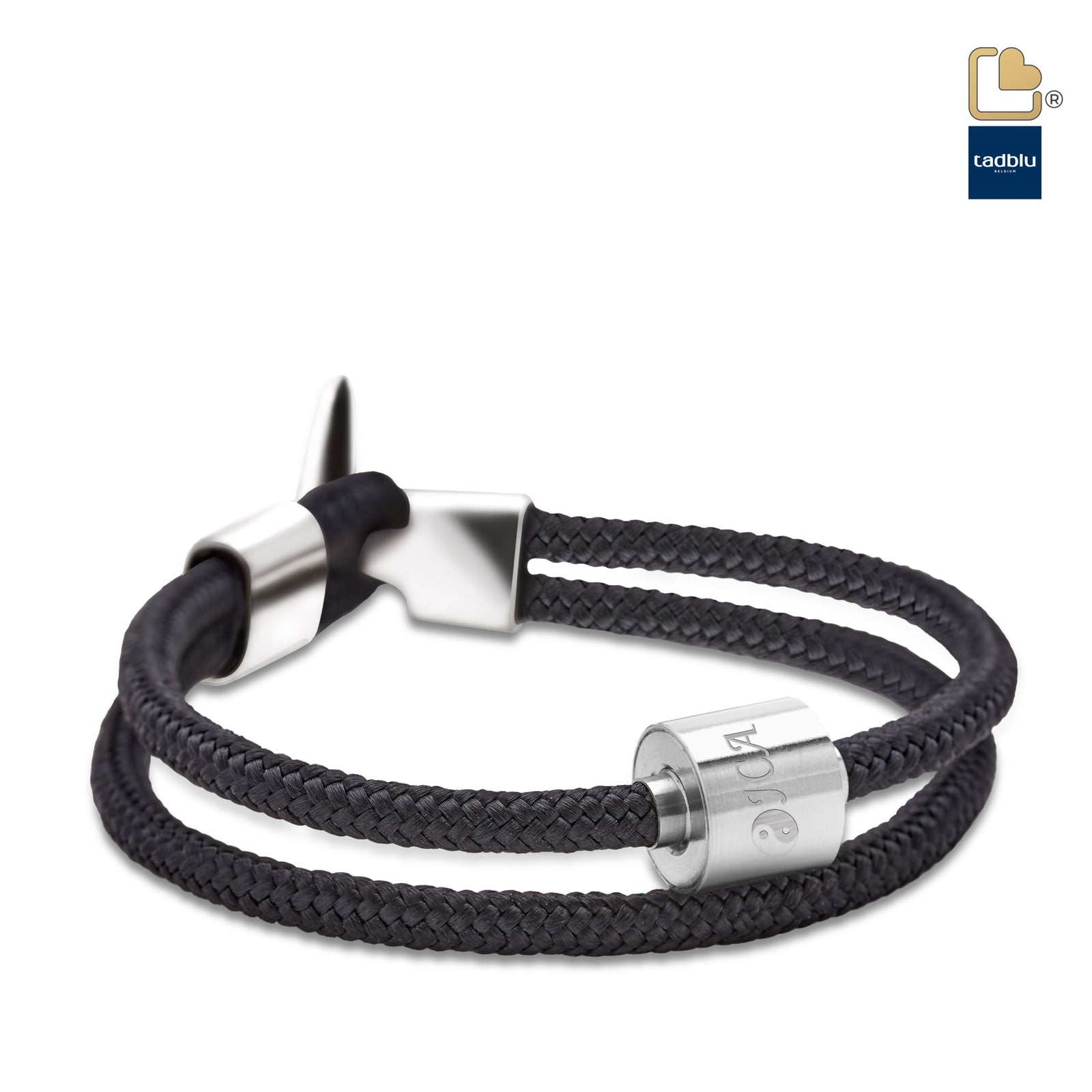 TB-BC1-XL Memento Bracelet (XL) Cord Brushed Ashes Bead Black