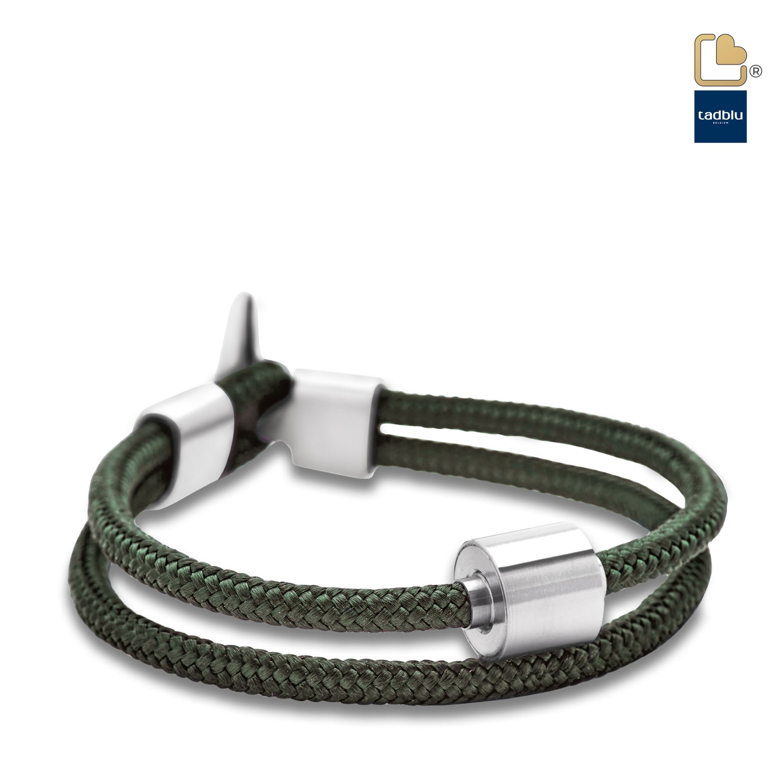 TB-BC10-XL Memento Bracelet (XL) Cord Brushed Ashes Bead Nato Green