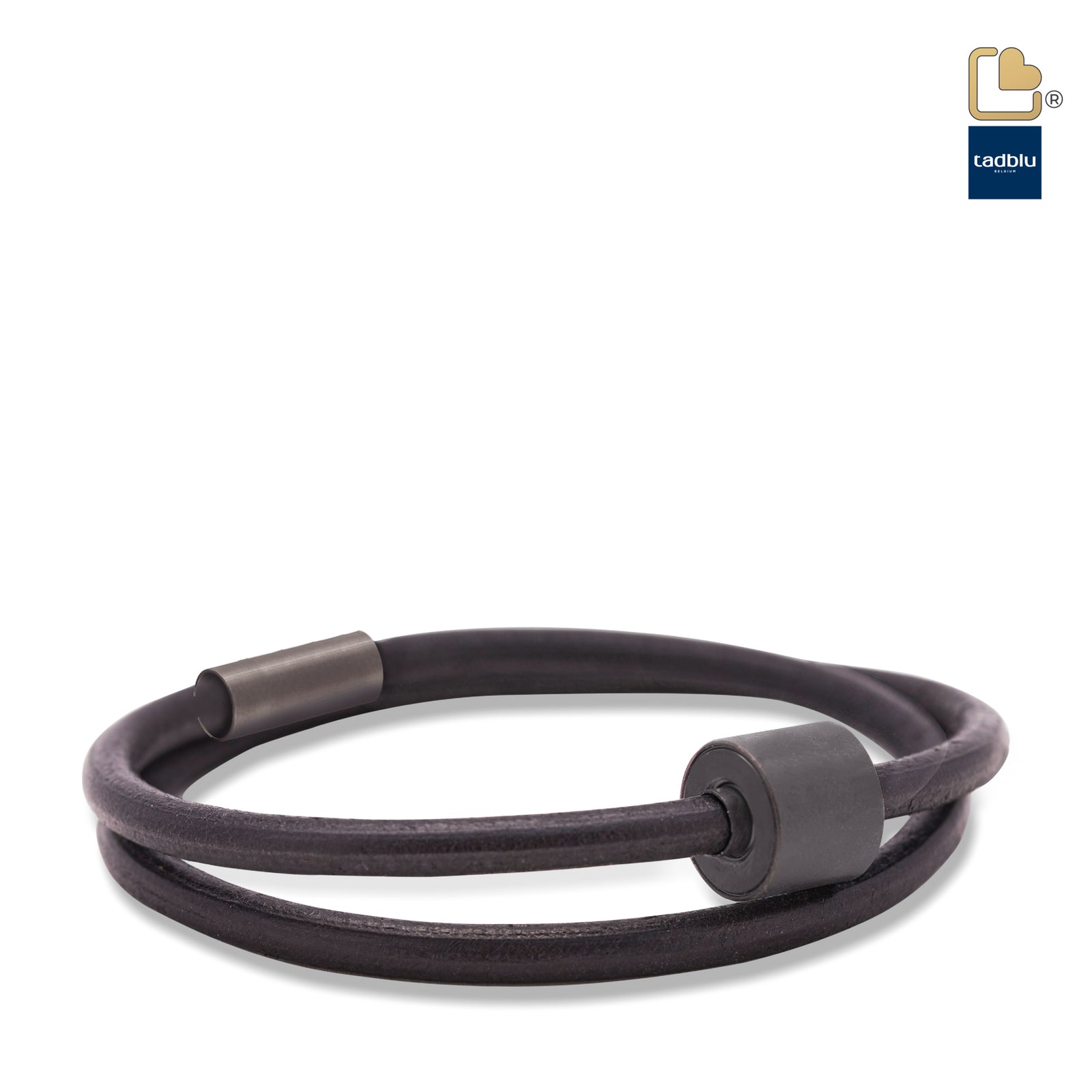 TB-BE-BL1-L Memento Bracelet (L) Smooth Leather Black Ashes Bead Black
