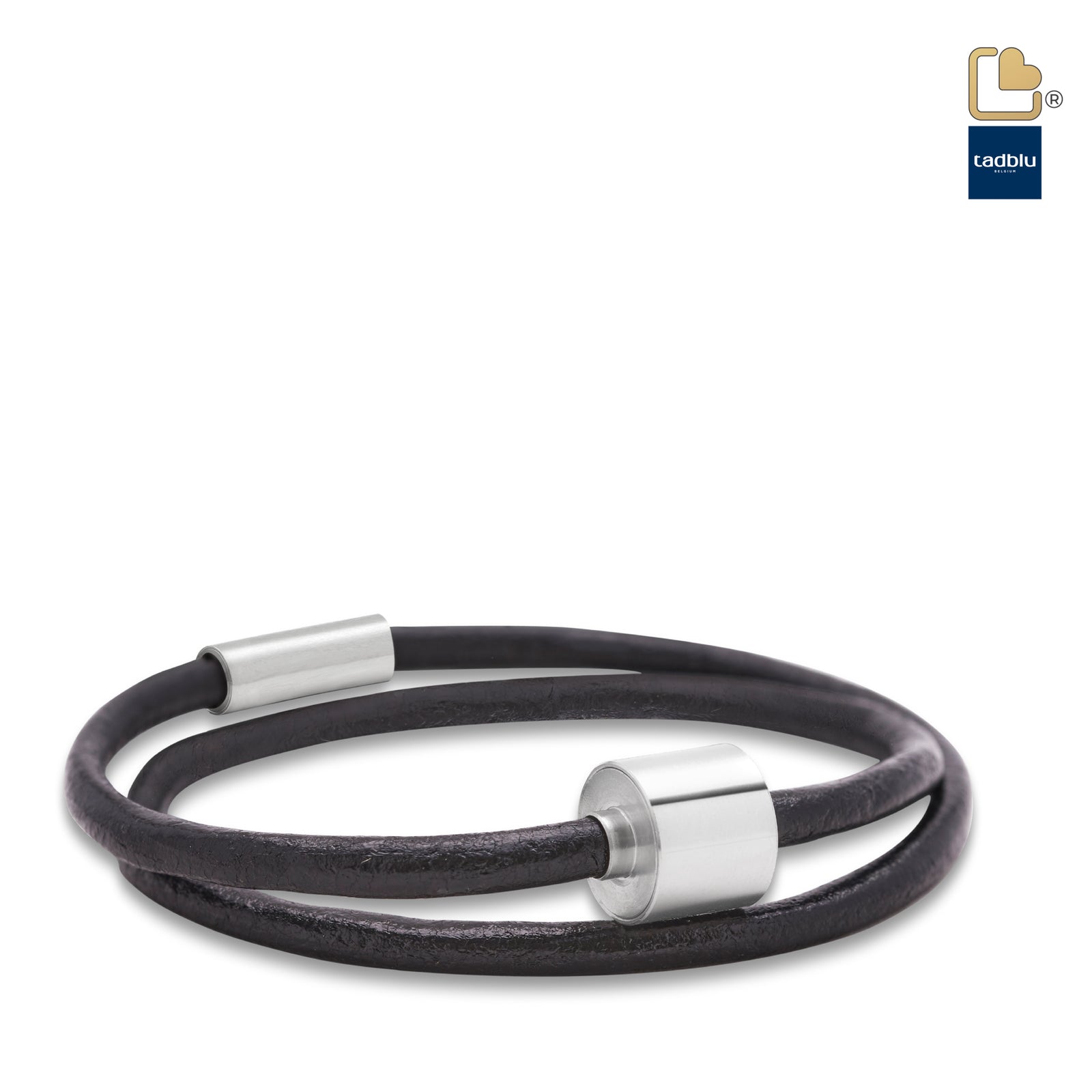 TB-BL1-XL Memento Bracelet (XL) Smooth Leather Brushed Ashes Bead Black