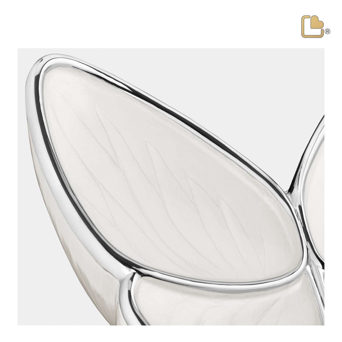A1042   Wings of Hope Standard Adult Urn Pearl White & Pol Silver