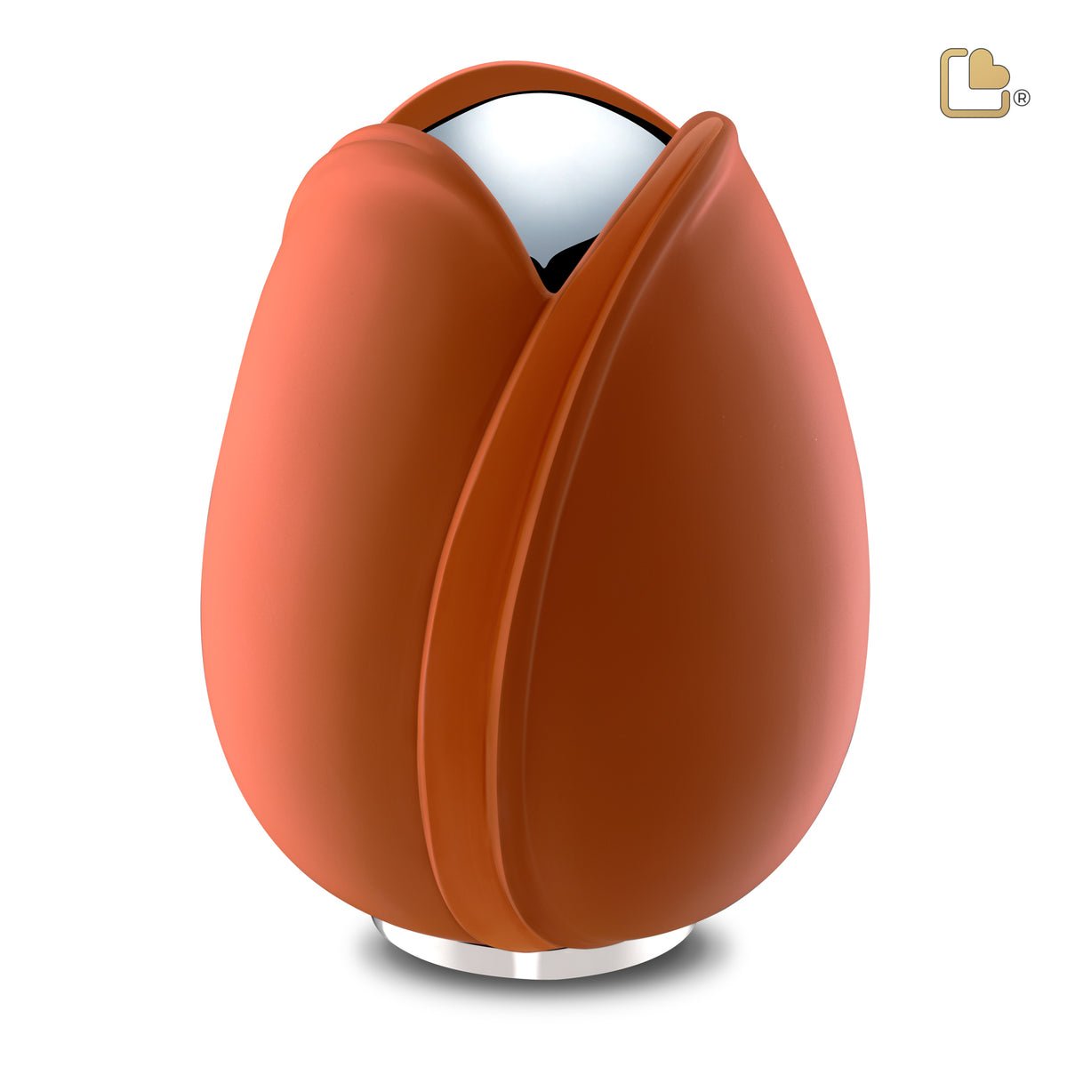 A1051   Tulip Standard Adult Urn Orange &amp; Pol Silver