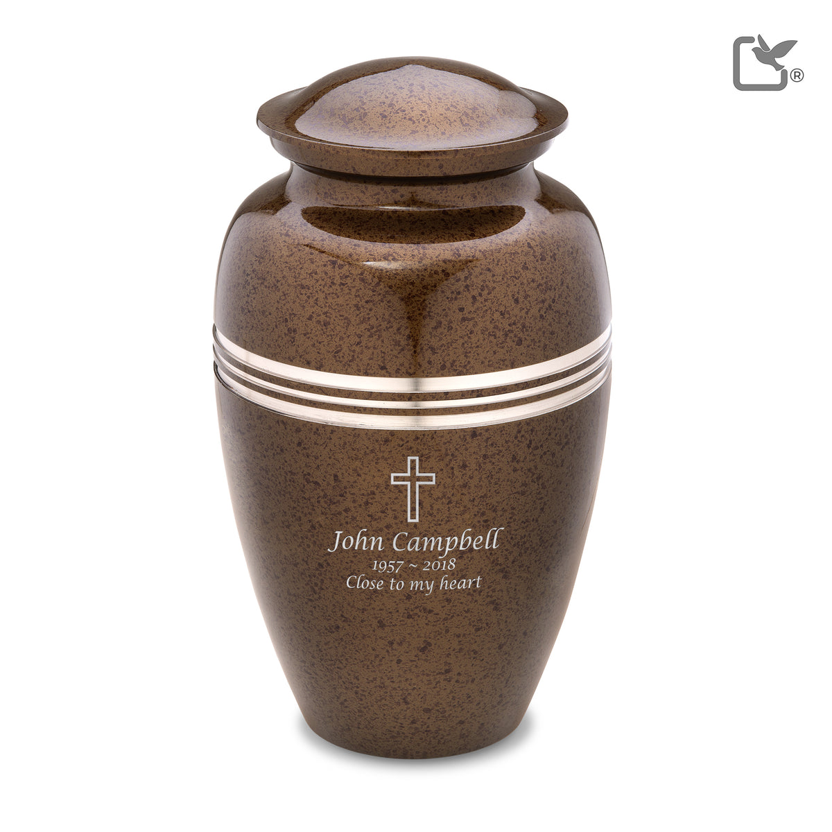 A214   Classic Standard Adult Urn Speckled Auburn &amp; Bru Pewter