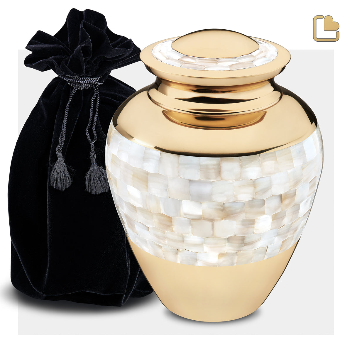 A230   Mother of Pearl Standard Adult Urn Pol Gold