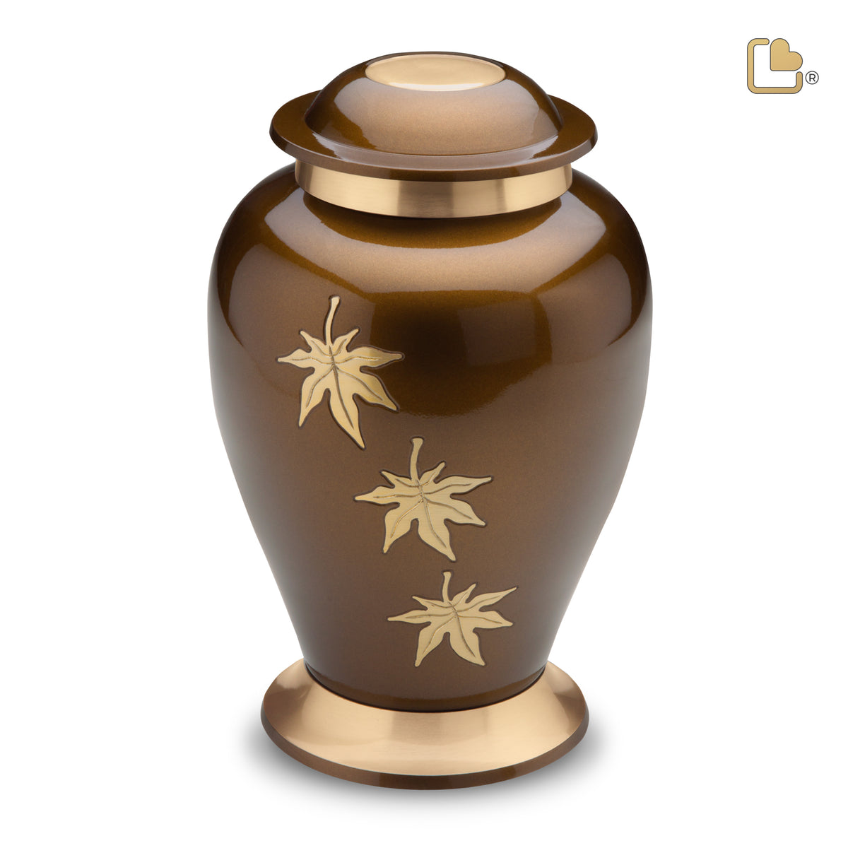 A241   Classic Falling Leaves Standard Adult Urn Bronze &amp; Bru Gold