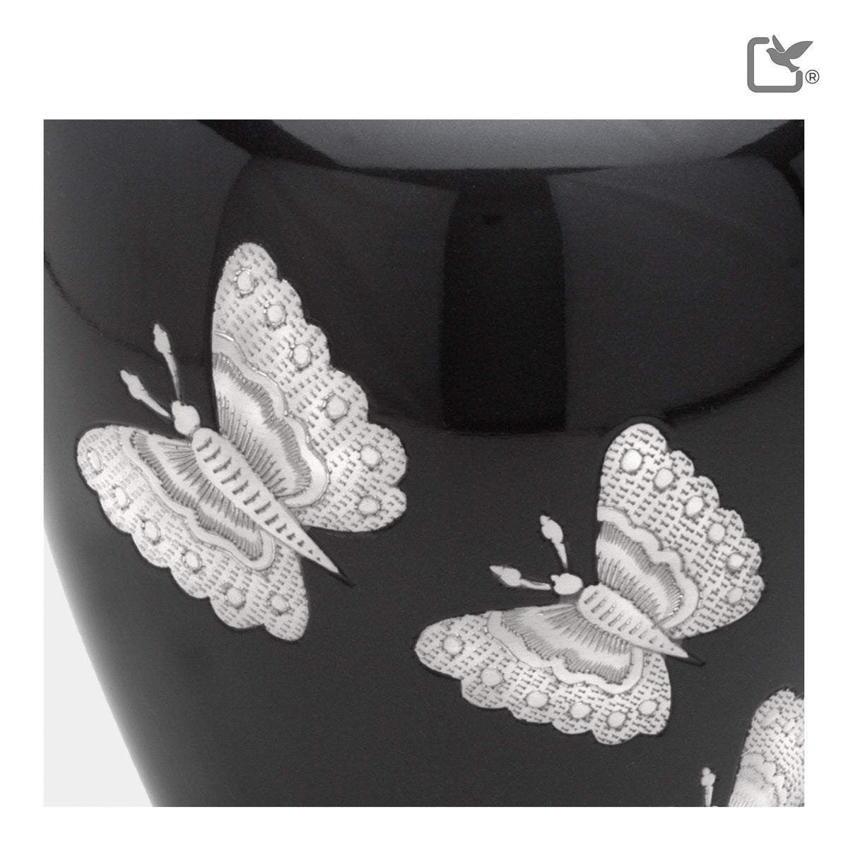 A242   Traditional Butterflies Standard Adult Urn Midnight & Bru Pewter