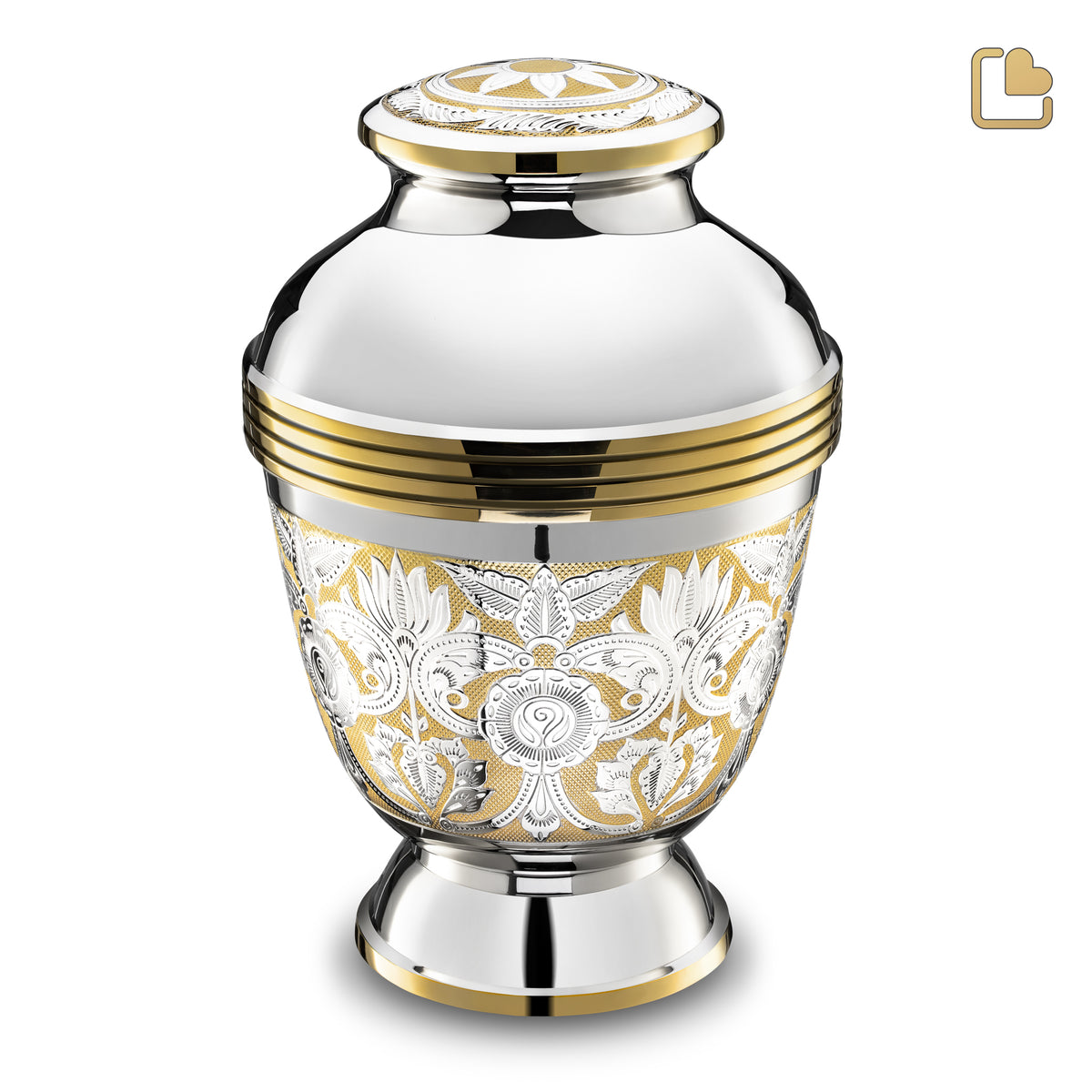 A250   Elegant Floral Standard Adult Urn Pol Silver