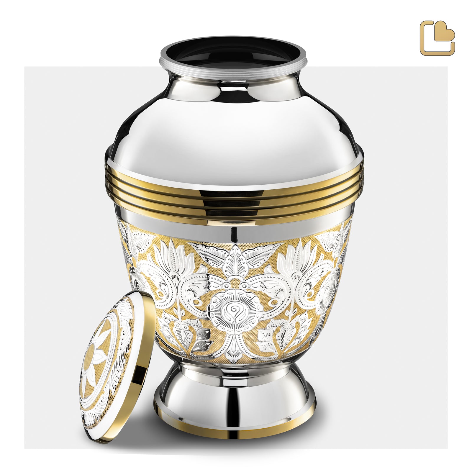 A250   Elegant Floral Standard Adult Urn Pol Silver