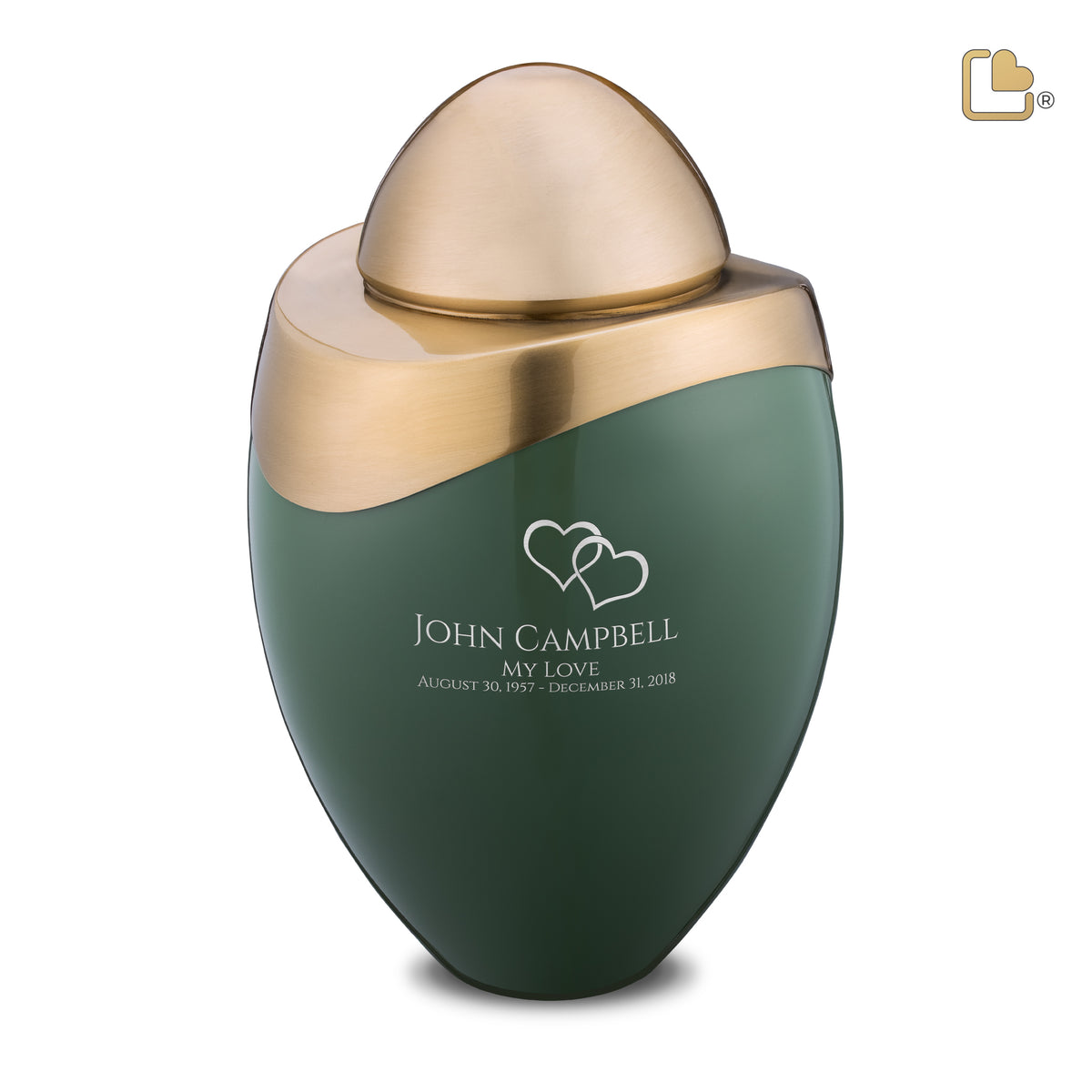 A362   Amore Standard Adult Urn Sage Green &amp; Bru Gold