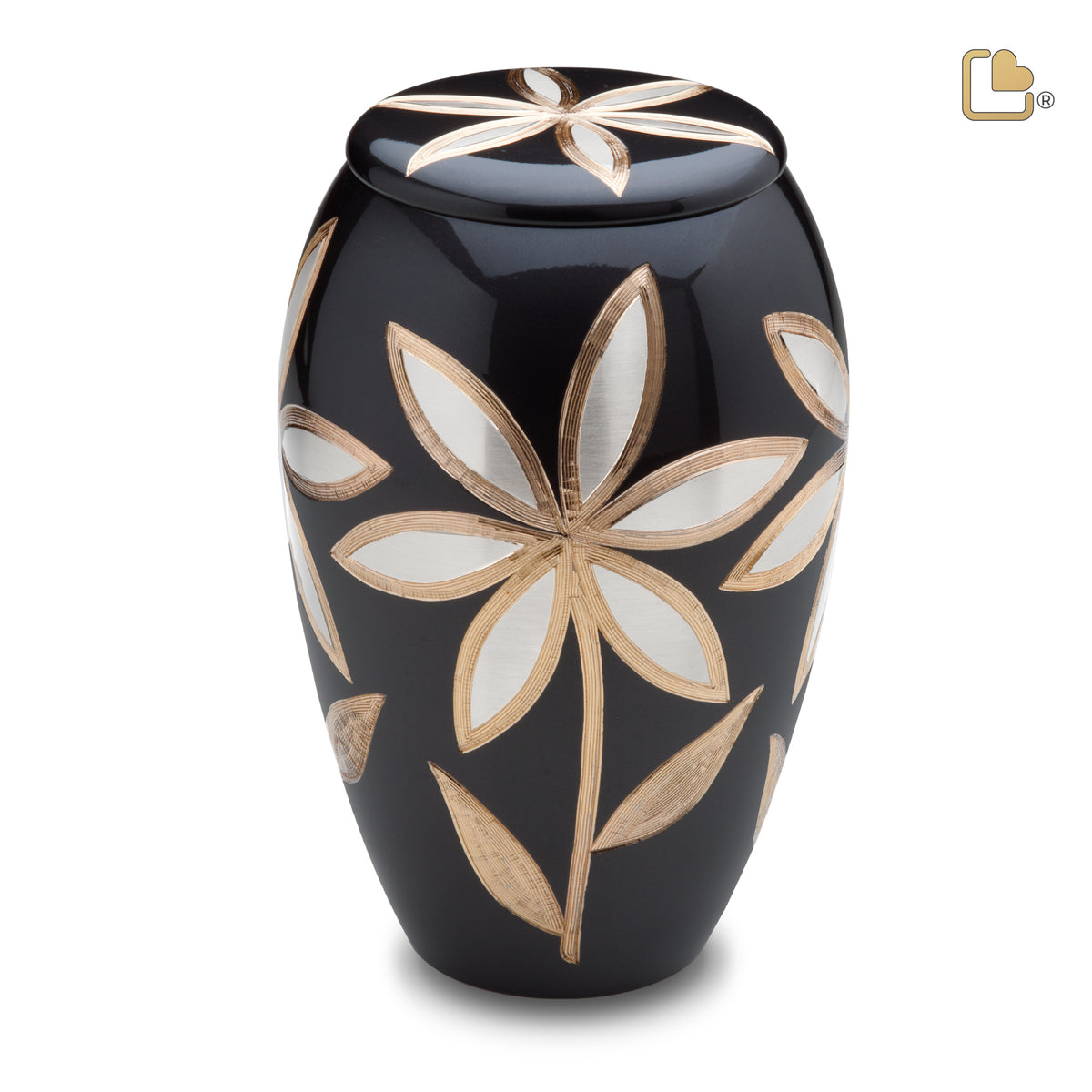 A503   Majestic Lilies Standard Adult Urn Midnight &amp; Bru Pewter