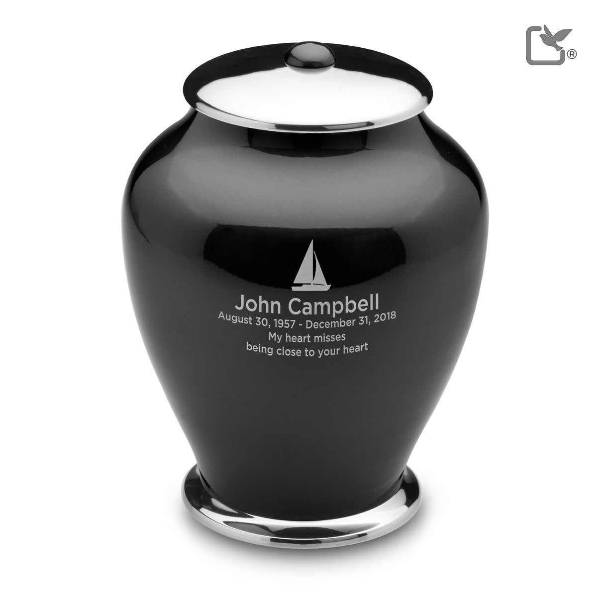 A520   Simplicity Standard Adult Urn Midnight &amp; Pol Silver