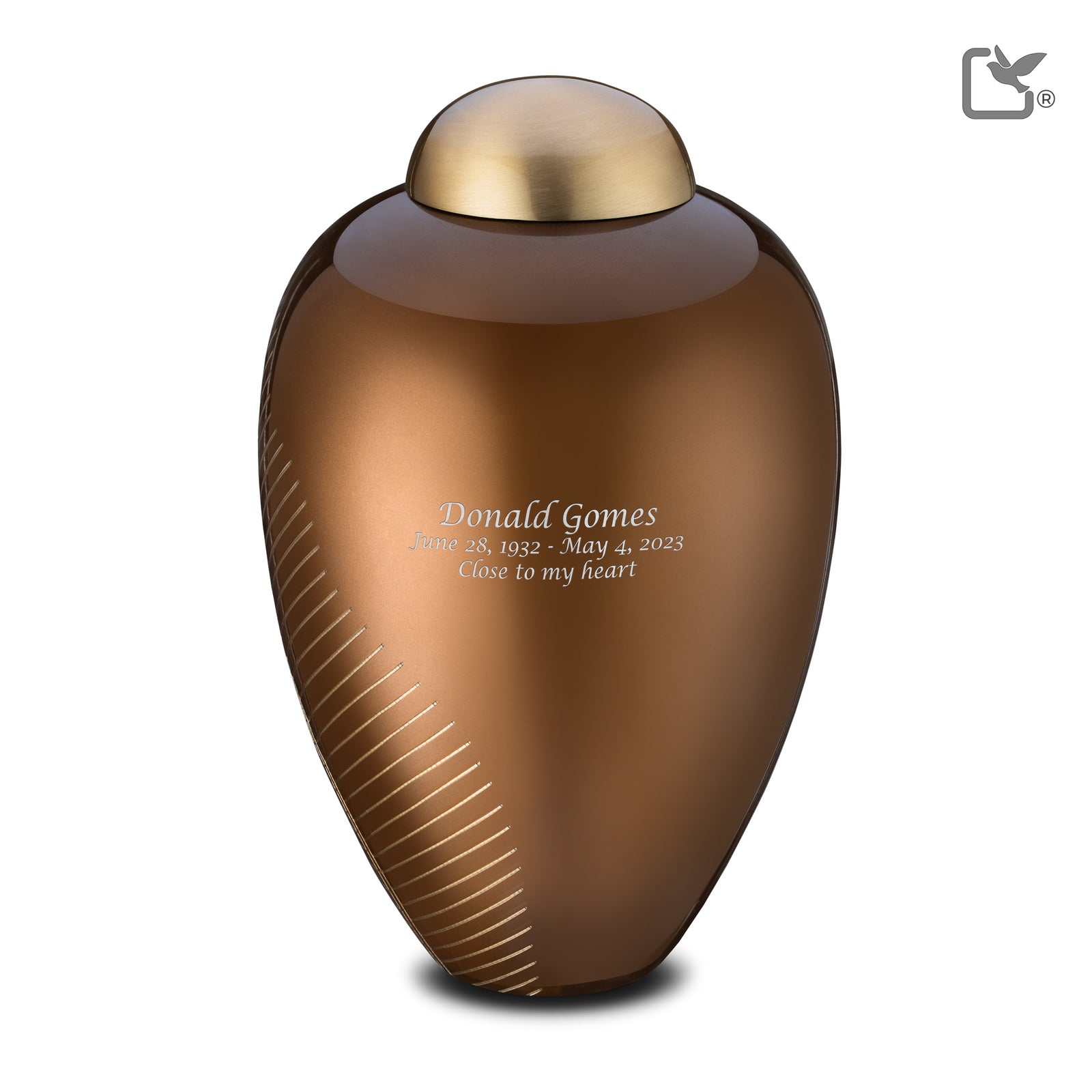 A541   Elegant Leaf Standard Adult Urn Bronze & Bru Gold