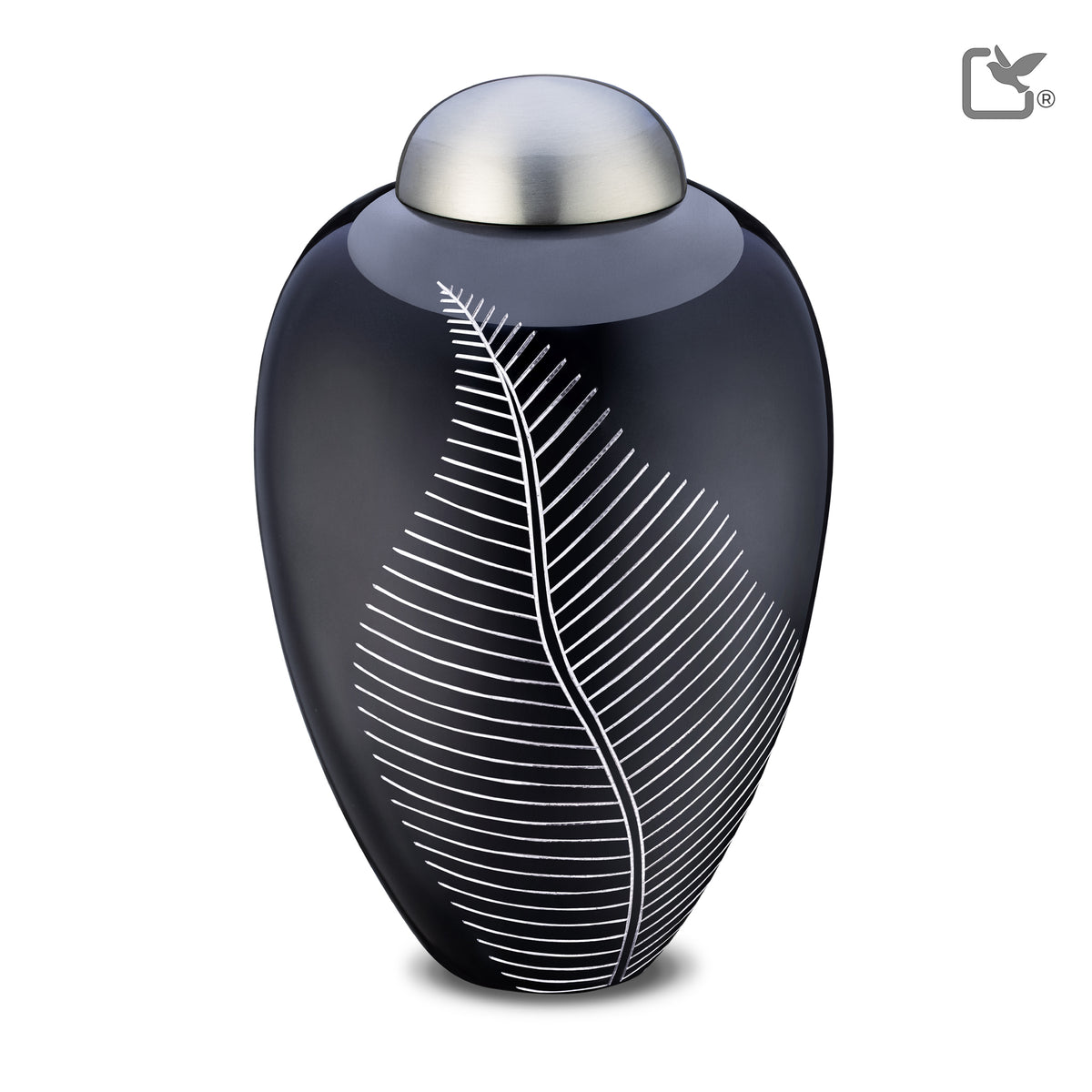 A542   Elegant Leaf Standard Adult Urn Midnight &amp; Bru Pewter