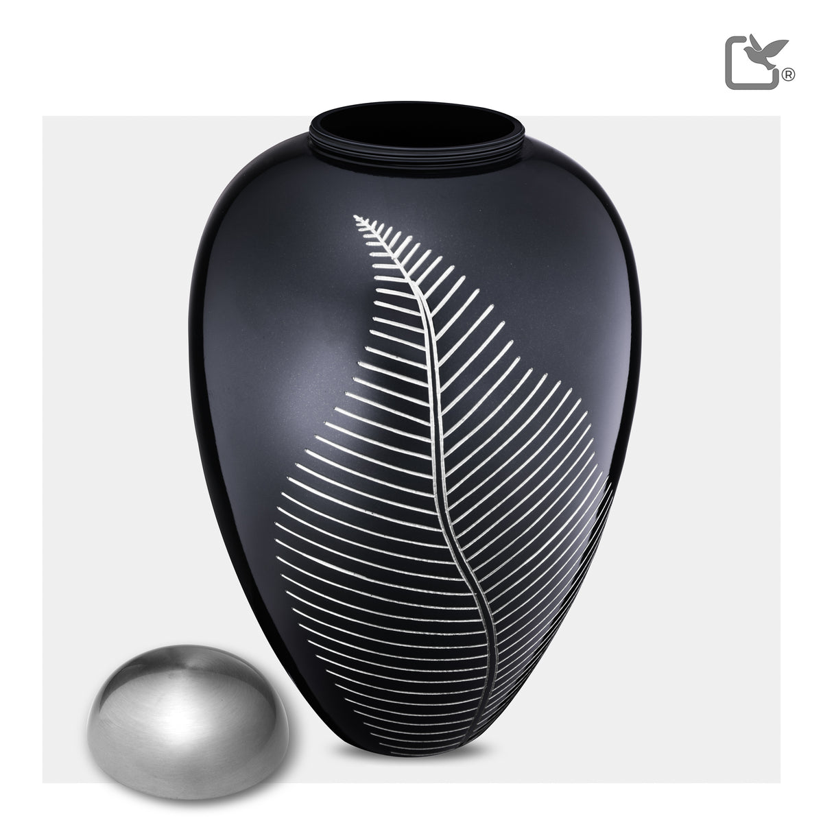 A542   Elegant Leaf Standard Adult Urn Midnight & Bru Pewter