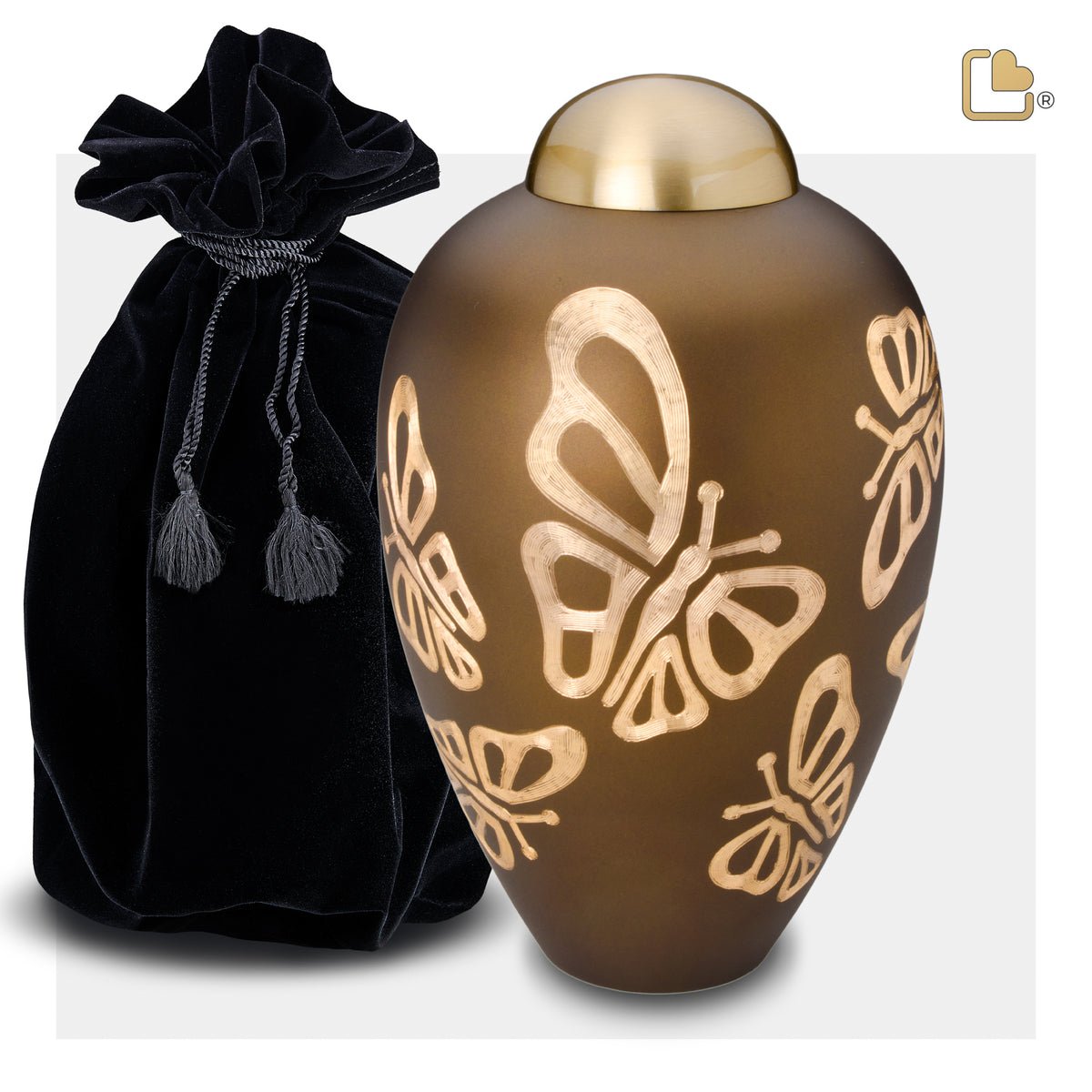 A543   Elegant Butterfly Standard Adult Urn Bronze & Bru Gold