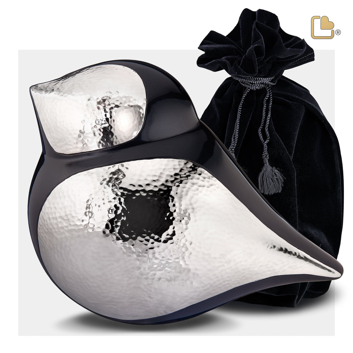 A560   SoulBird Male Standard Adult Urn Midnight & Hmd Silver