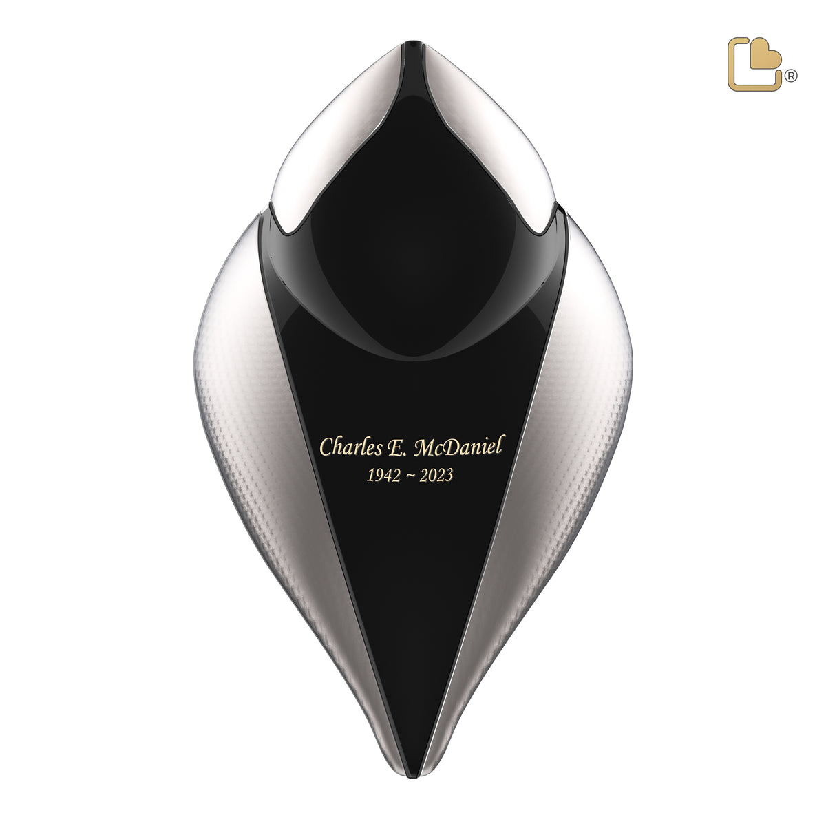 A561   SoulBird Female Standard Adult Urn Midnight & Hmd Silver