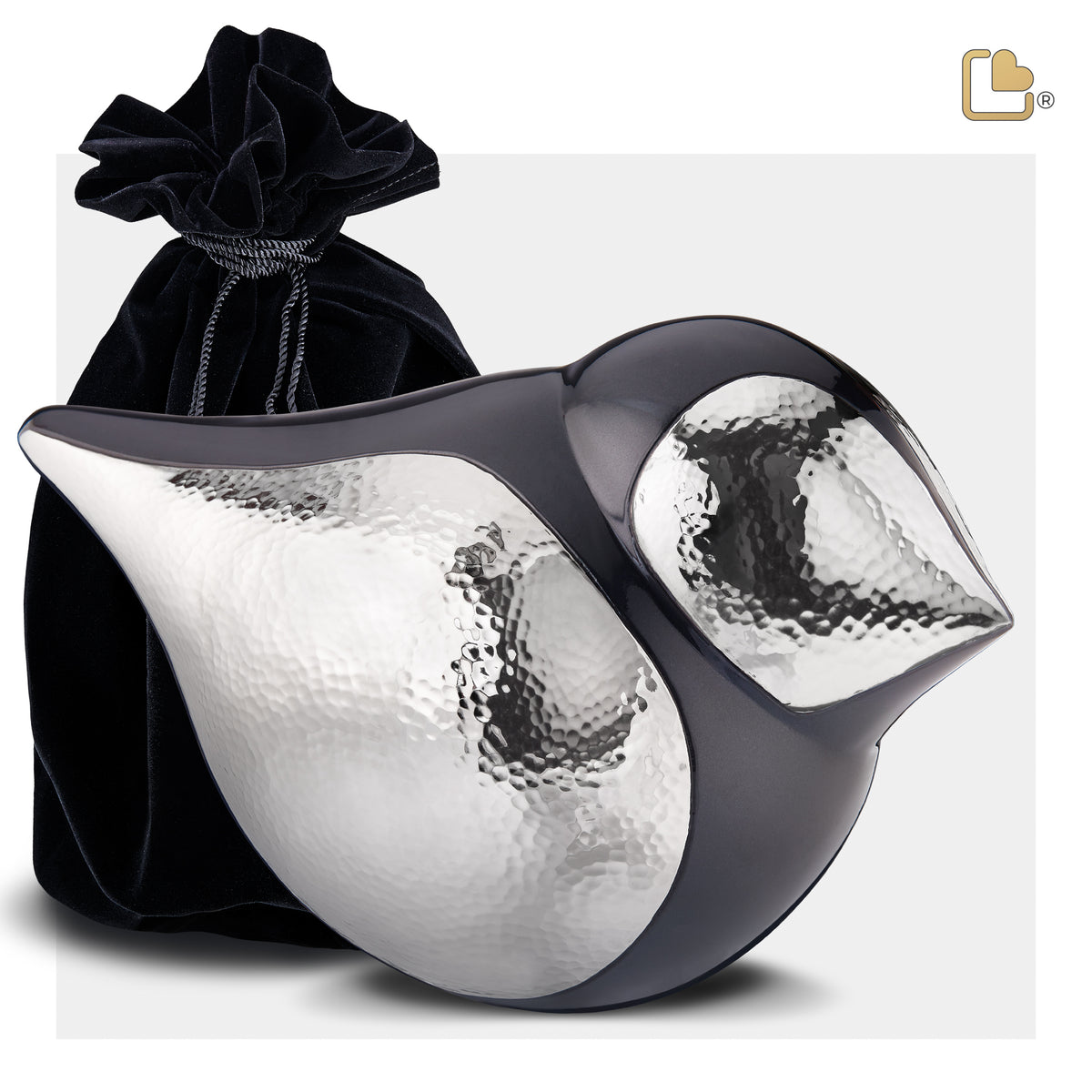 A561   SoulBird Female Standard Adult Urn Midnight & Hmd Silver