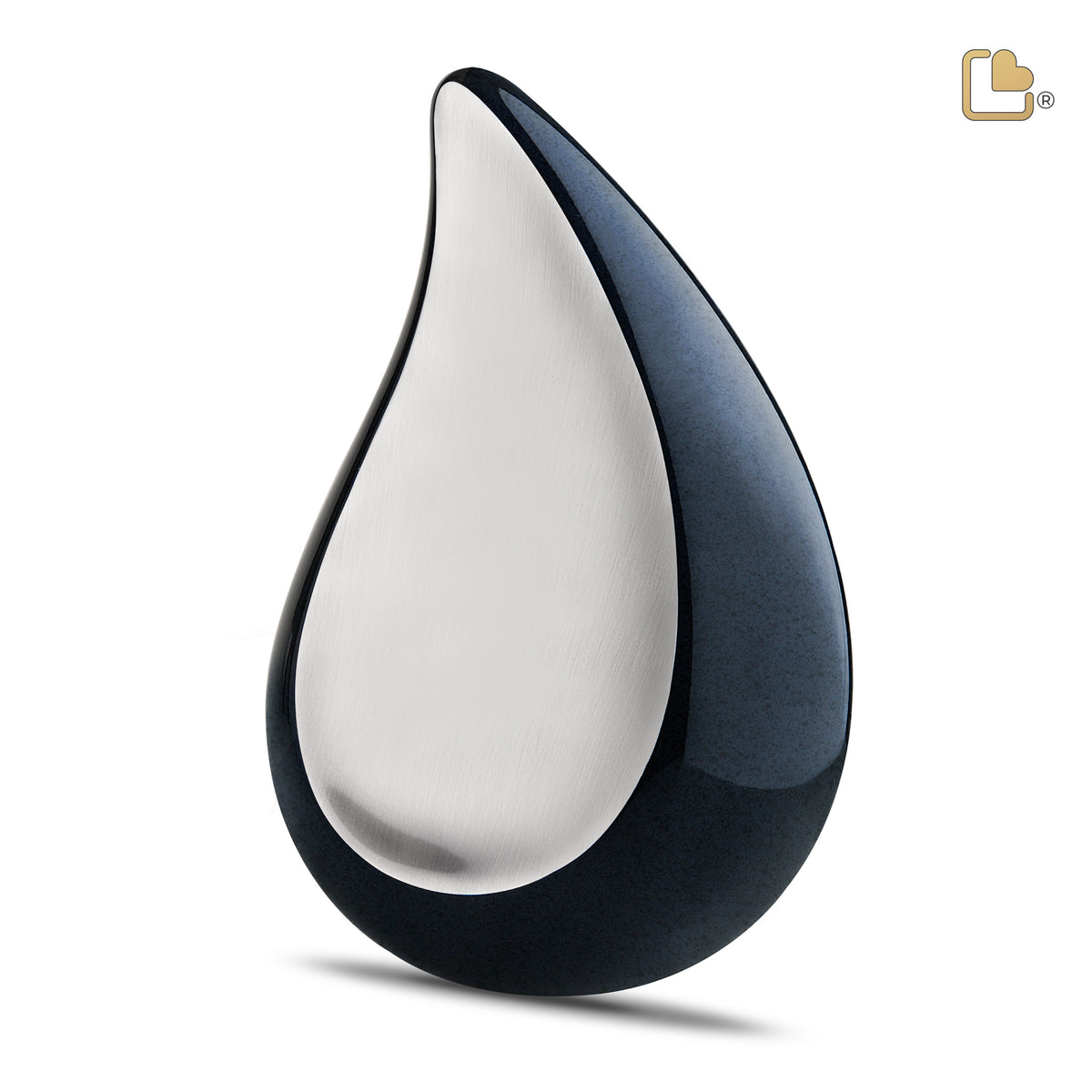 A580   TearDrop Standard Adult Urn Midnight &amp; Bru Pewter