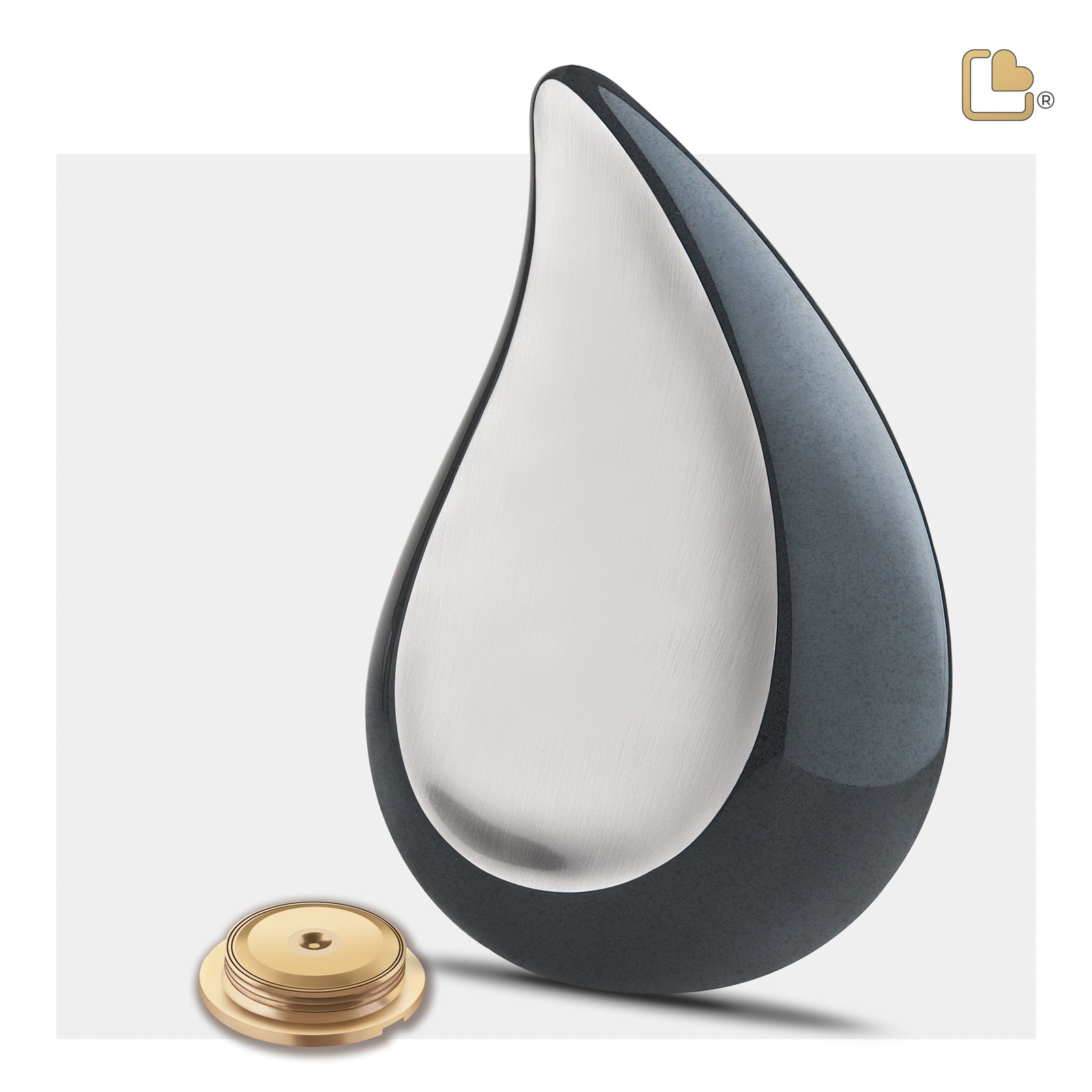 A580   TearDrop Standard Adult Urn Midnight & Bru Pewter