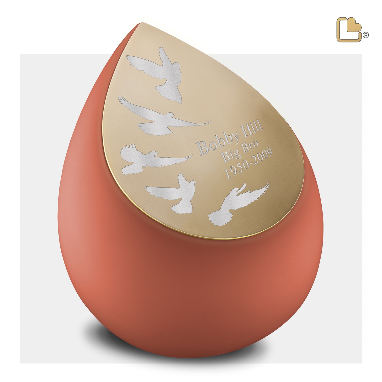 A587   Drop Standard Adult Urn Terracotta & Bru Gold